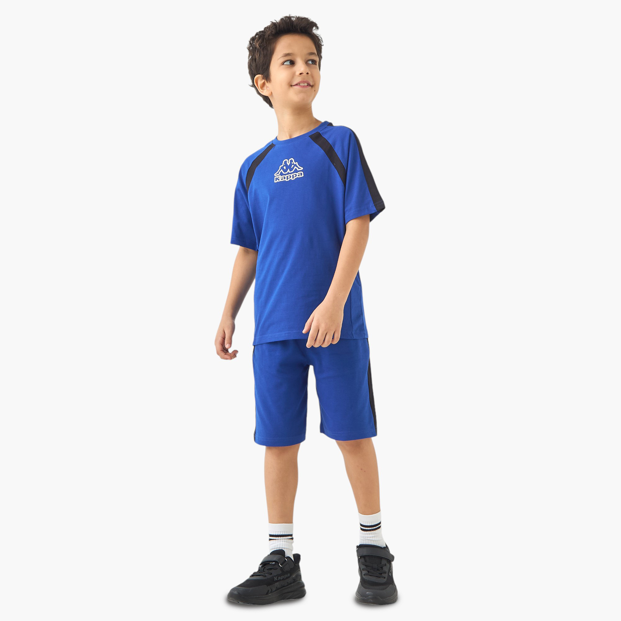 Kappa Logo Print Raglan Sleeve T-shirt and Shorts Set-boys-clothing-sportswear-sets-image-1