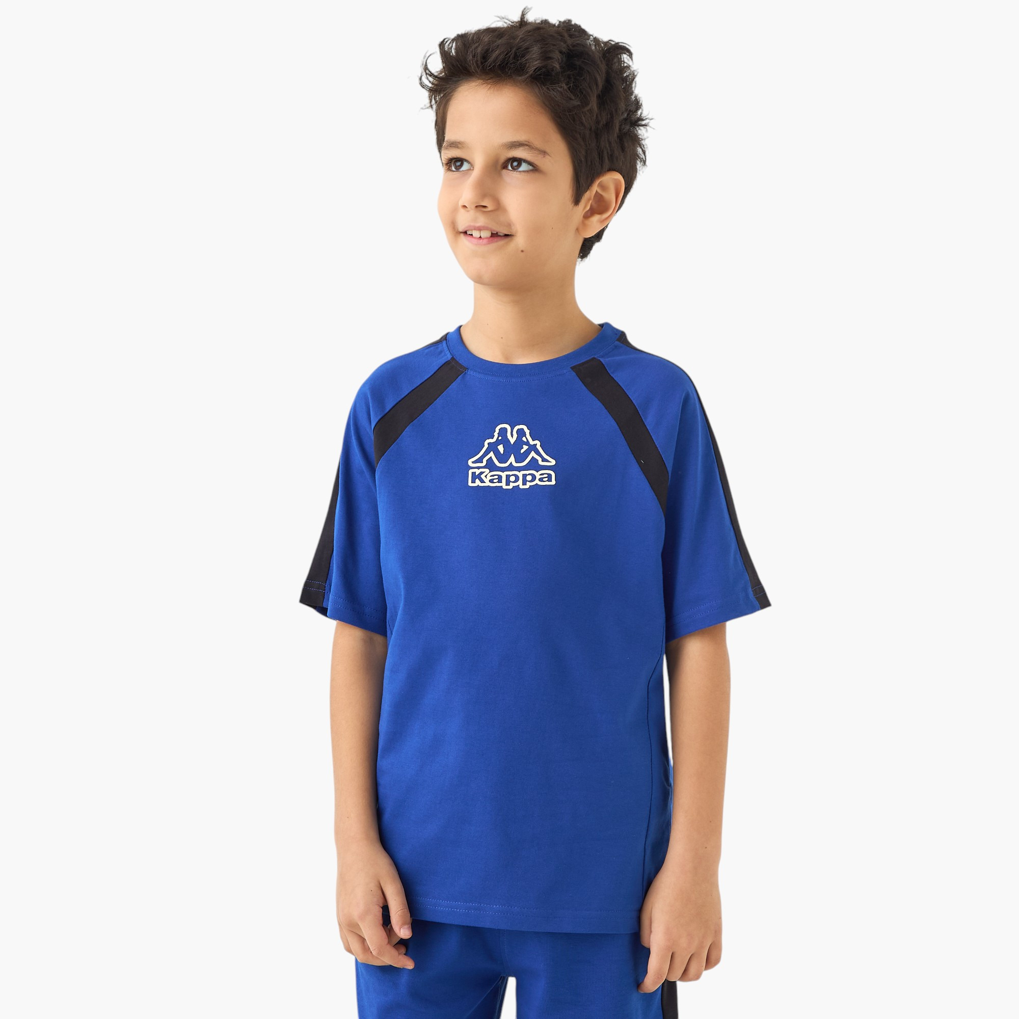 Kappa Logo Print Raglan Sleeve T-shirt and Shorts Set-boys-clothing-sportswear-sets-image-2