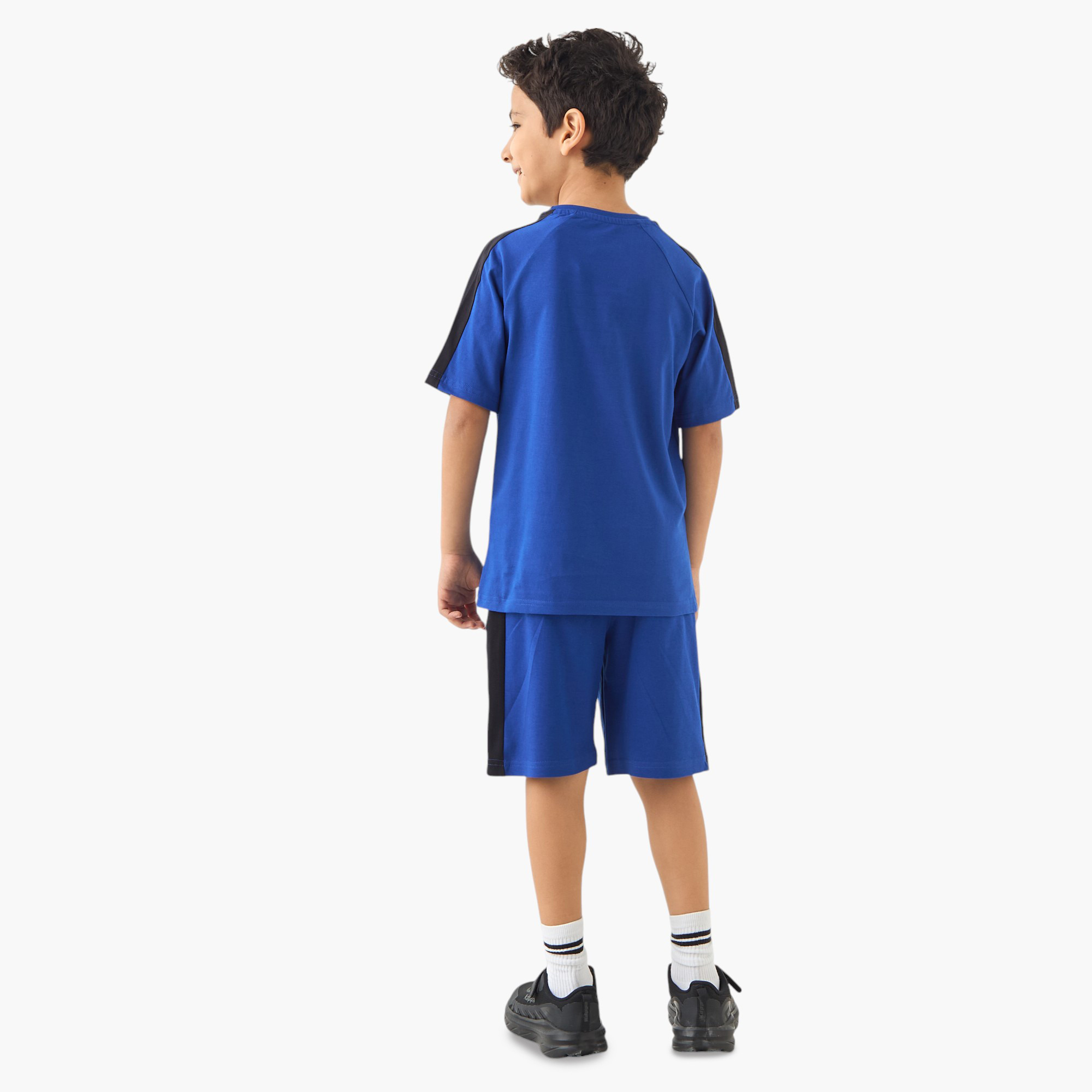 Kappa Logo Print Raglan Sleeve T-shirt and Shorts Set-boys-clothing-sportswear-sets-image-4