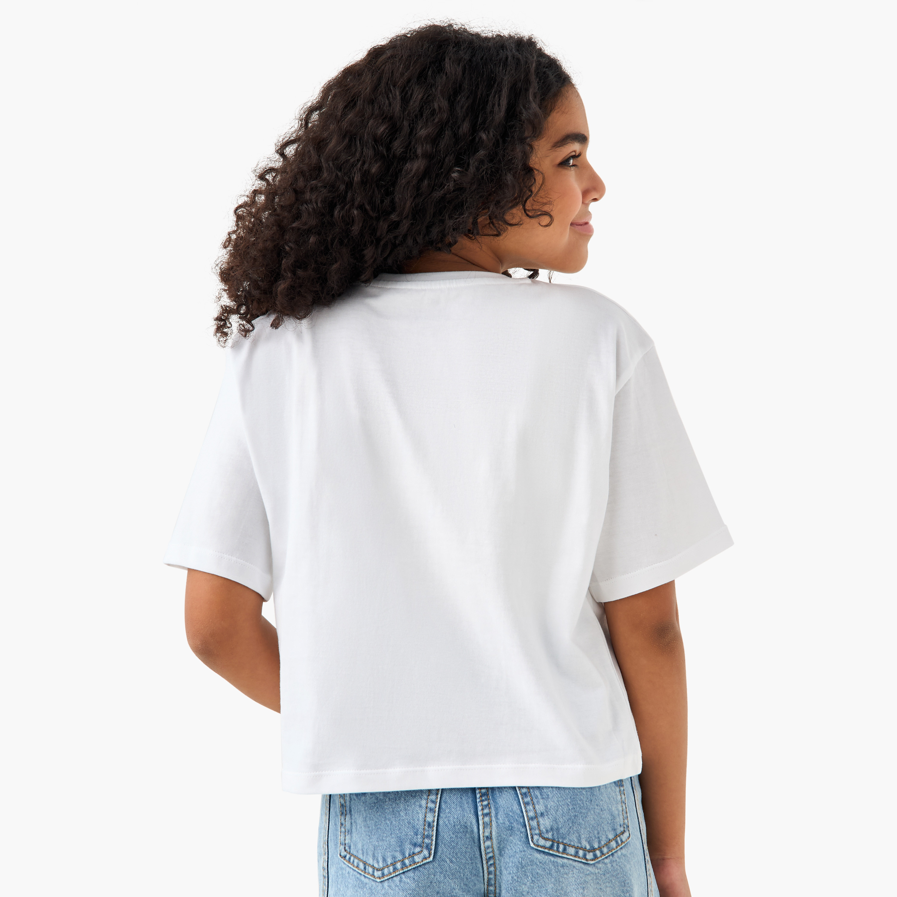 تيشيرت بياقة ضيقة وأكمام قصيرة وطبعات جرافيك من جونيورز-girls-clothing-tshirts-image-3
