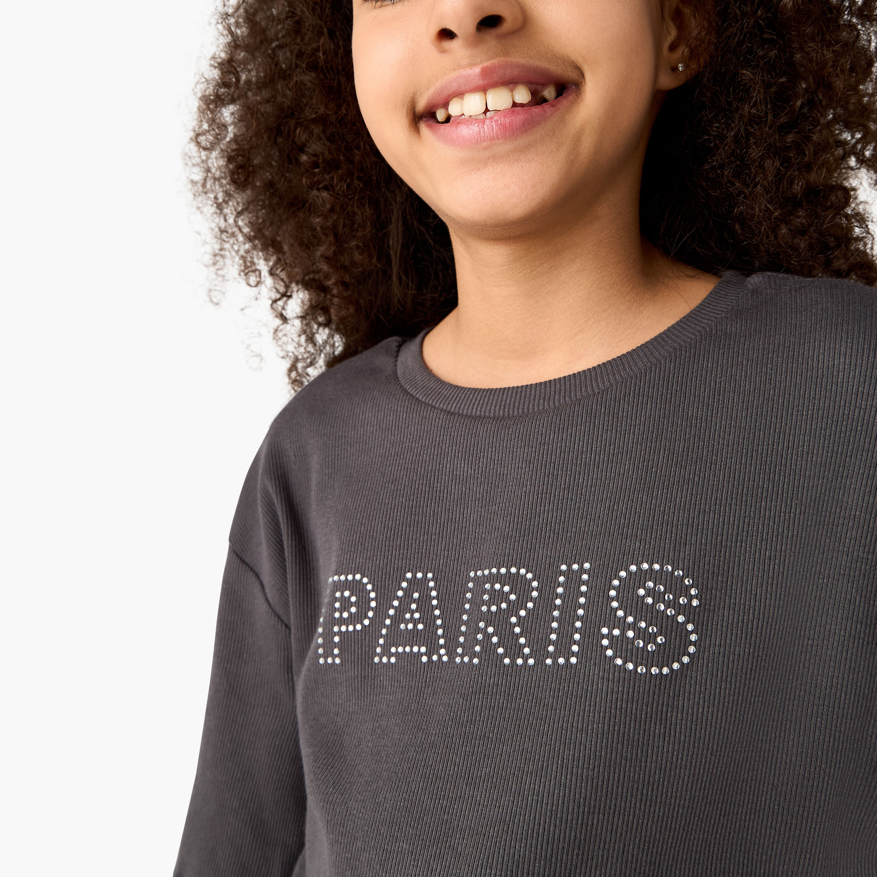 Juniors Embellished Crew Neck T-shirt with Lettuce Hem-girls-clothing-tshirts-image-4