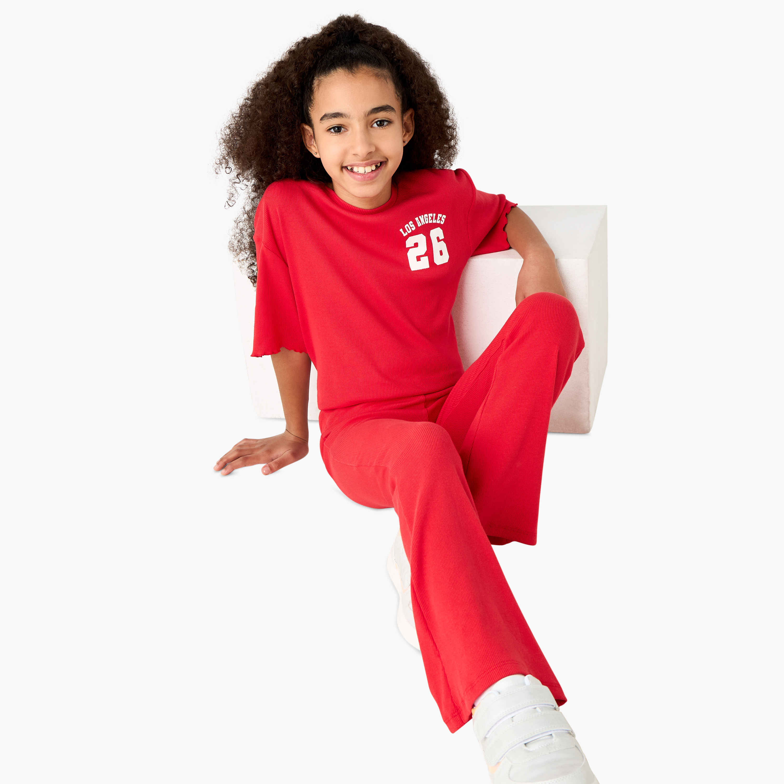 Juniors Varsity Print Crew Neck T-shirt with Lettuce Hem-girls-clothing-tshirts-image-2