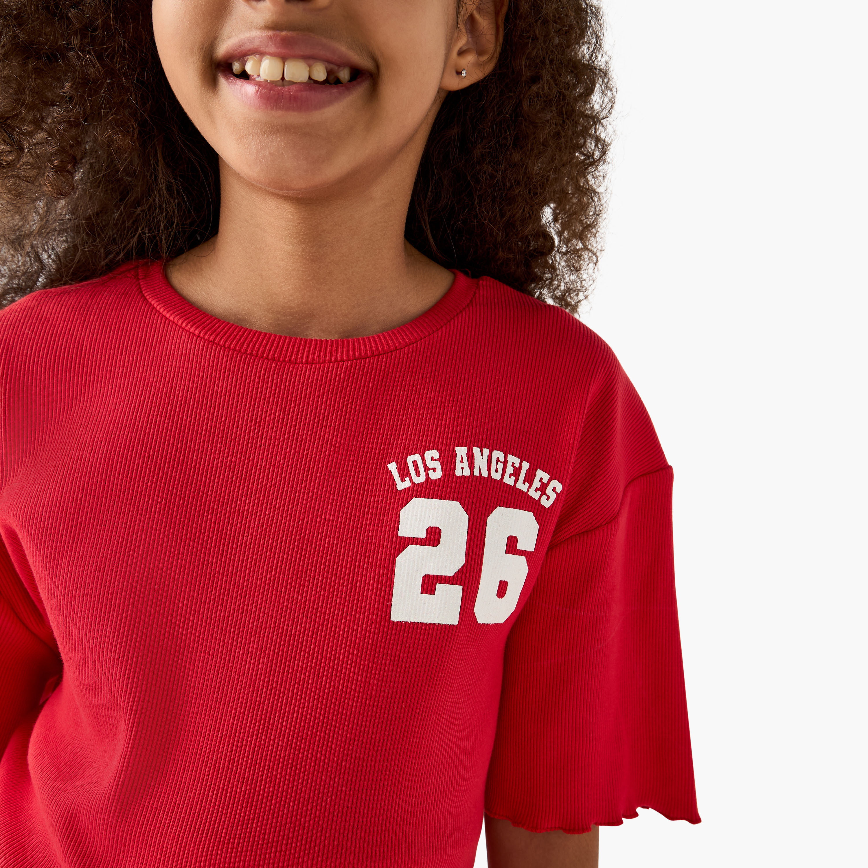 Juniors Varsity Print Crew Neck T-shirt with Lettuce Hem-girls-clothing-tshirts-image-4
