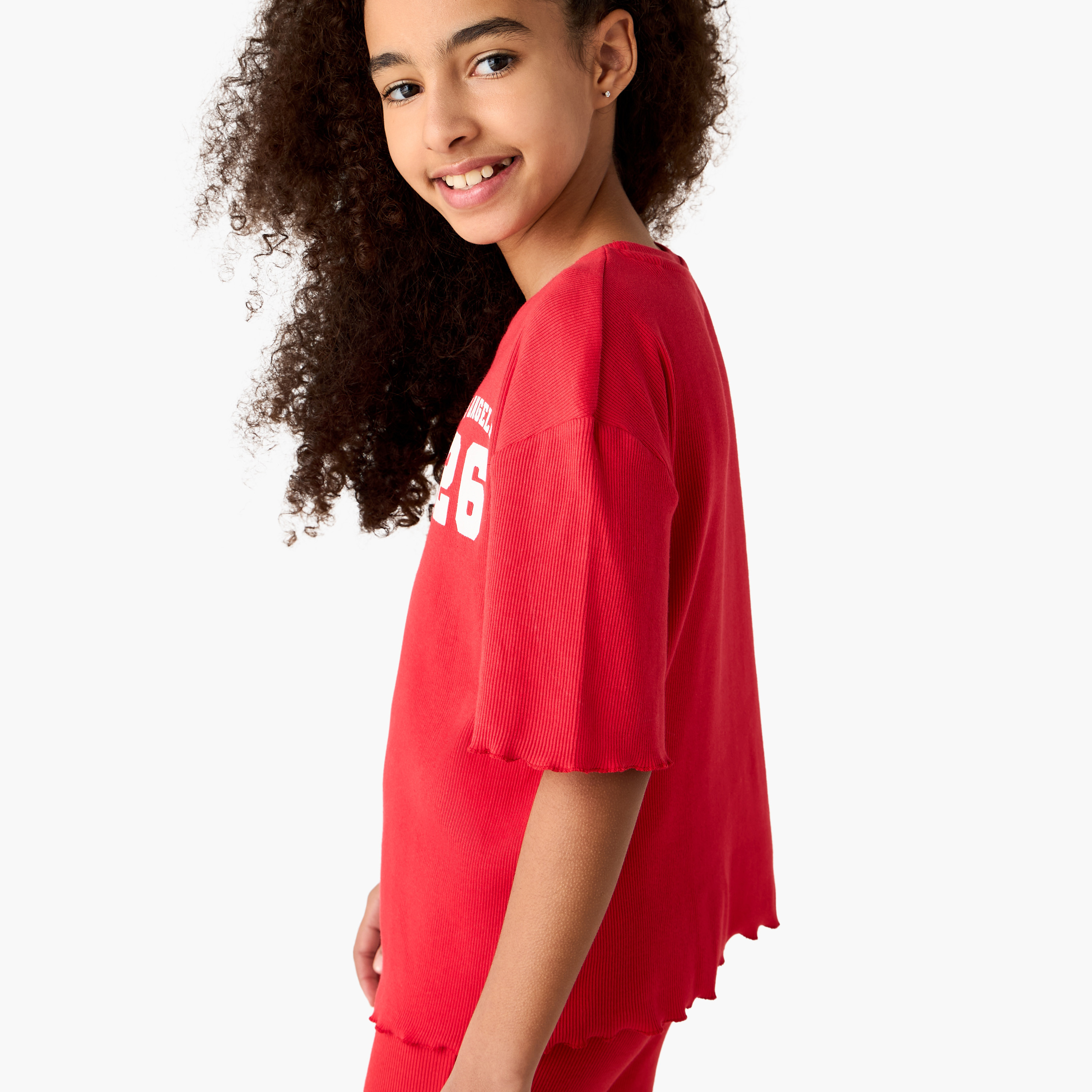 Juniors Varsity Print Crew Neck T-shirt with Lettuce Hem-girls-clothing-tshirts-image-6