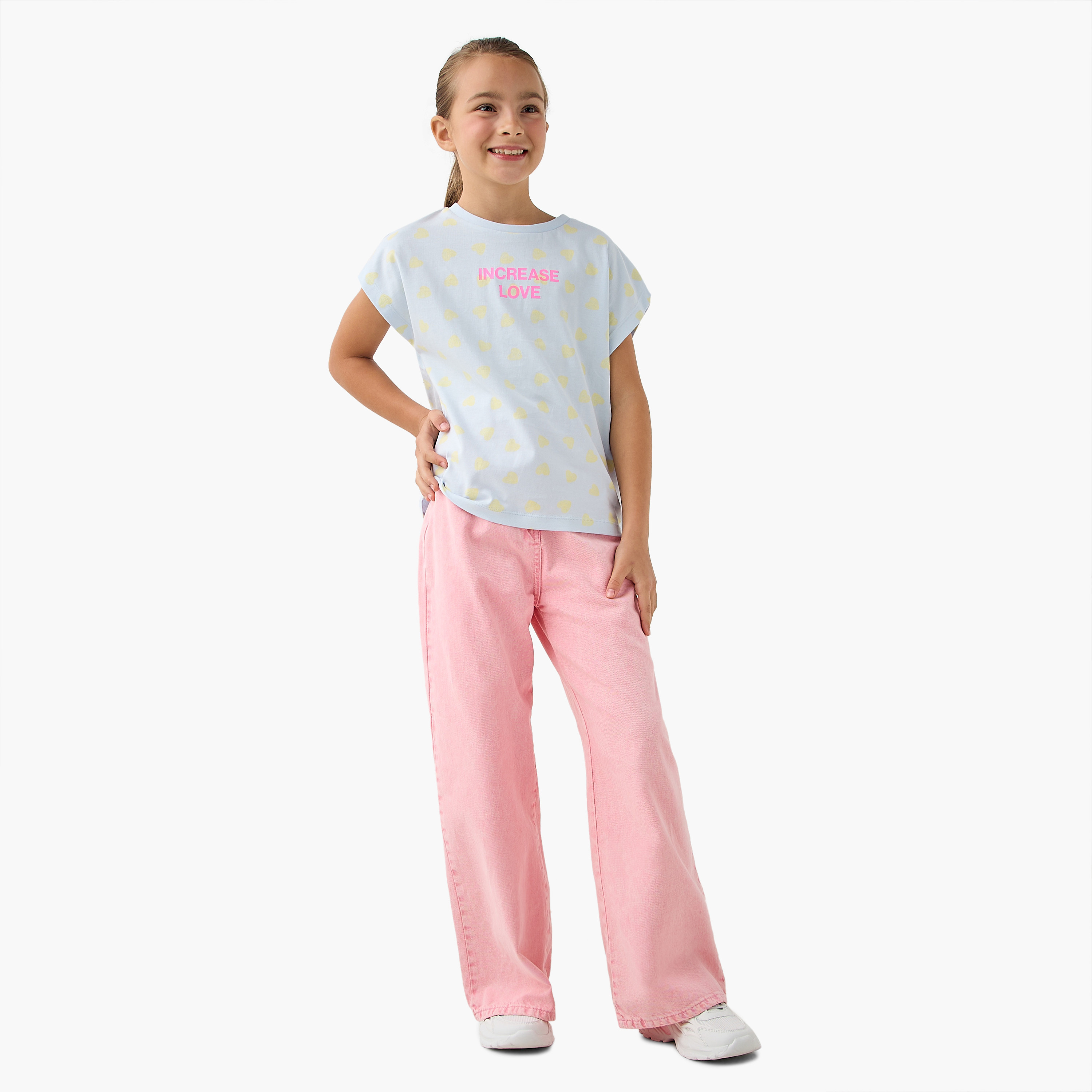 تيشيرت بياقة ضيقة وطبعات جرافيك وأكمام قصيرة من جونيورز-girls-clothing-tshirts-image-2