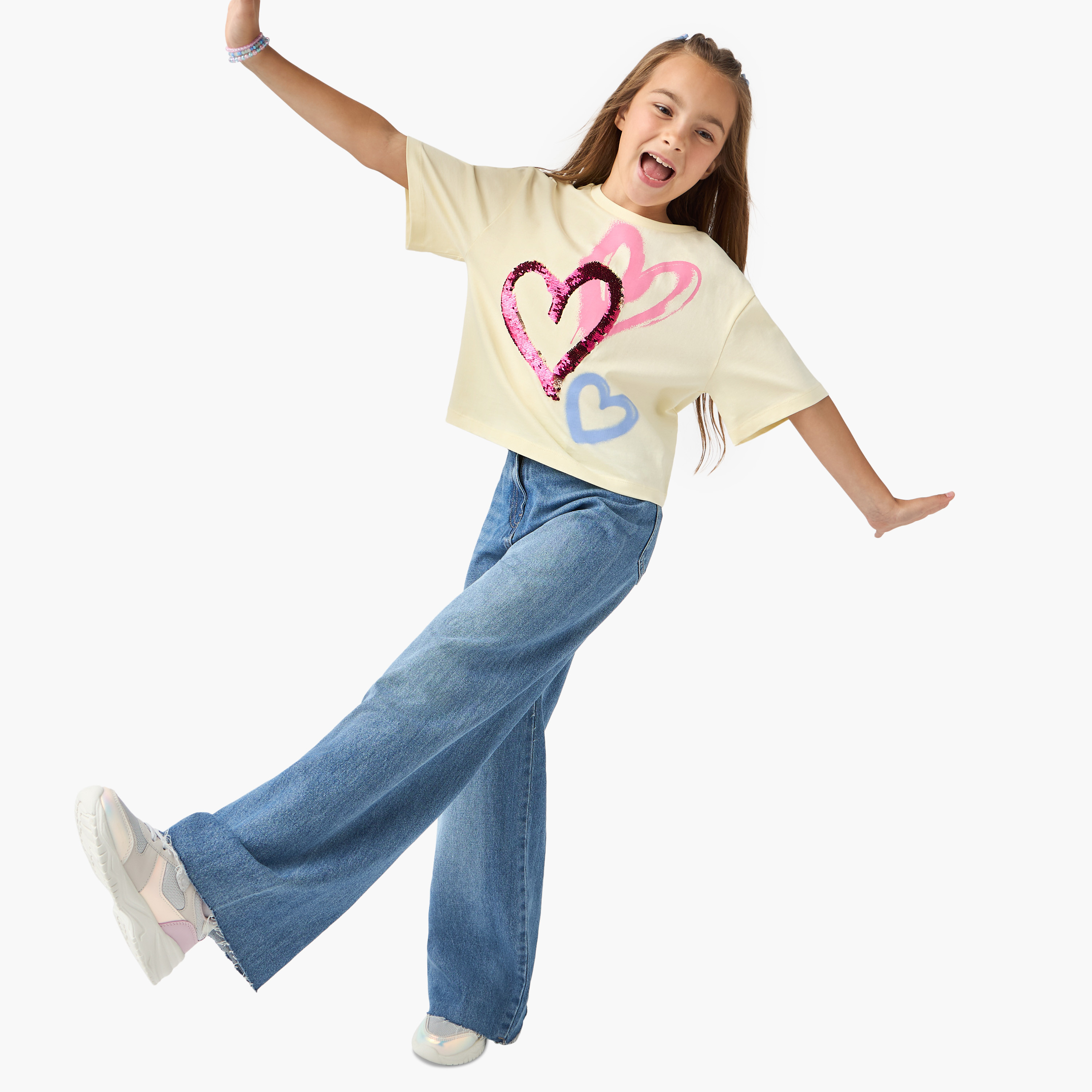 Juniors Embellished Boxy T-shirt with Short Sleeves-girls-clothing-tshirts-image-2