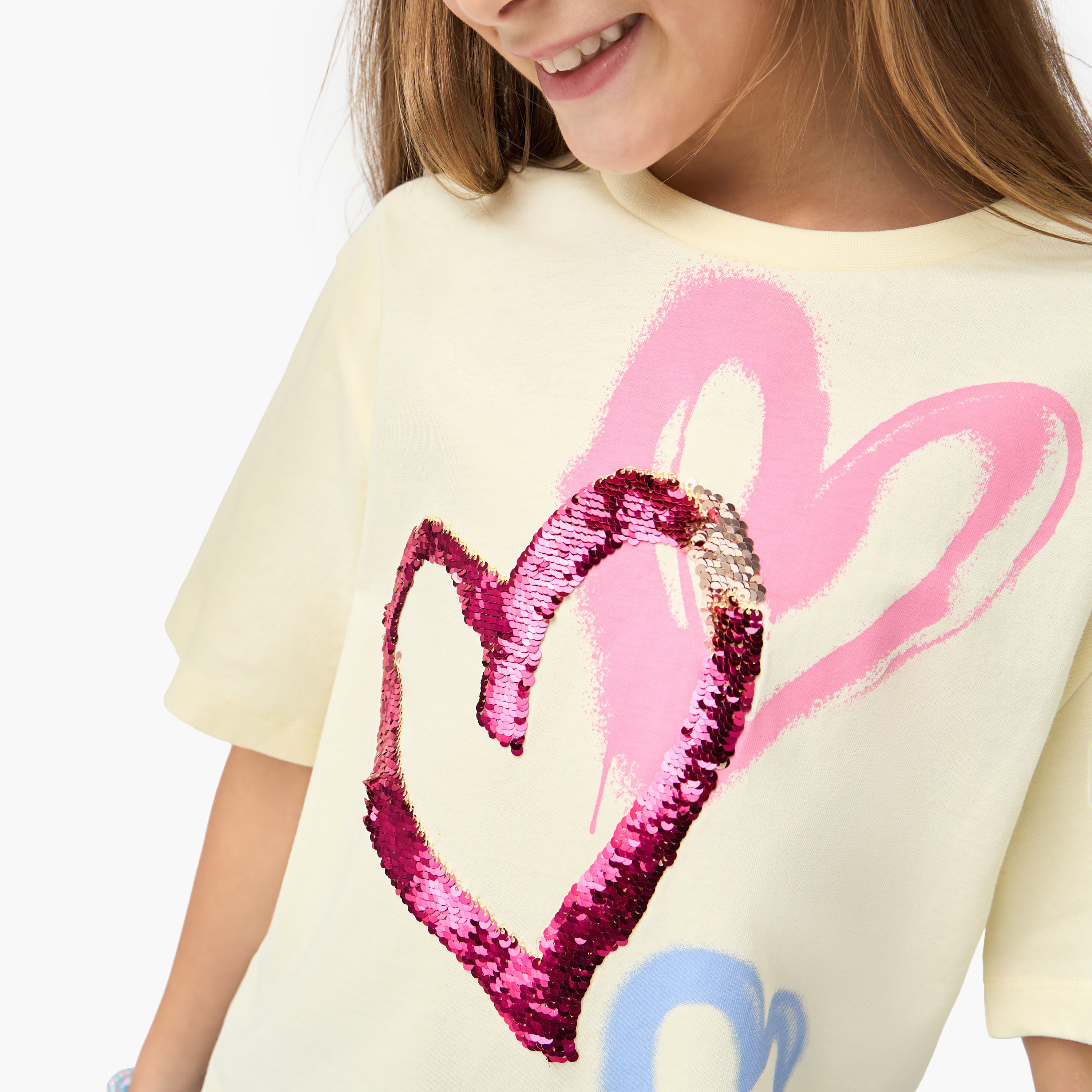 Juniors Embellished Boxy T-shirt with Short Sleeves-girls-clothing-tshirts-image-4