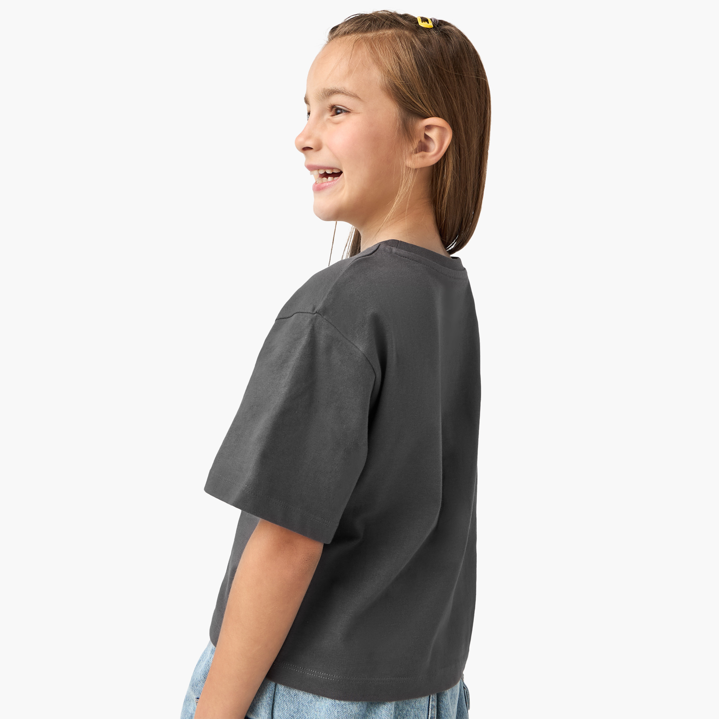 Juniors Graphic Print T-shirt with Short Sleeves and Crew Neck-girls-clothing-tshirts-image-3