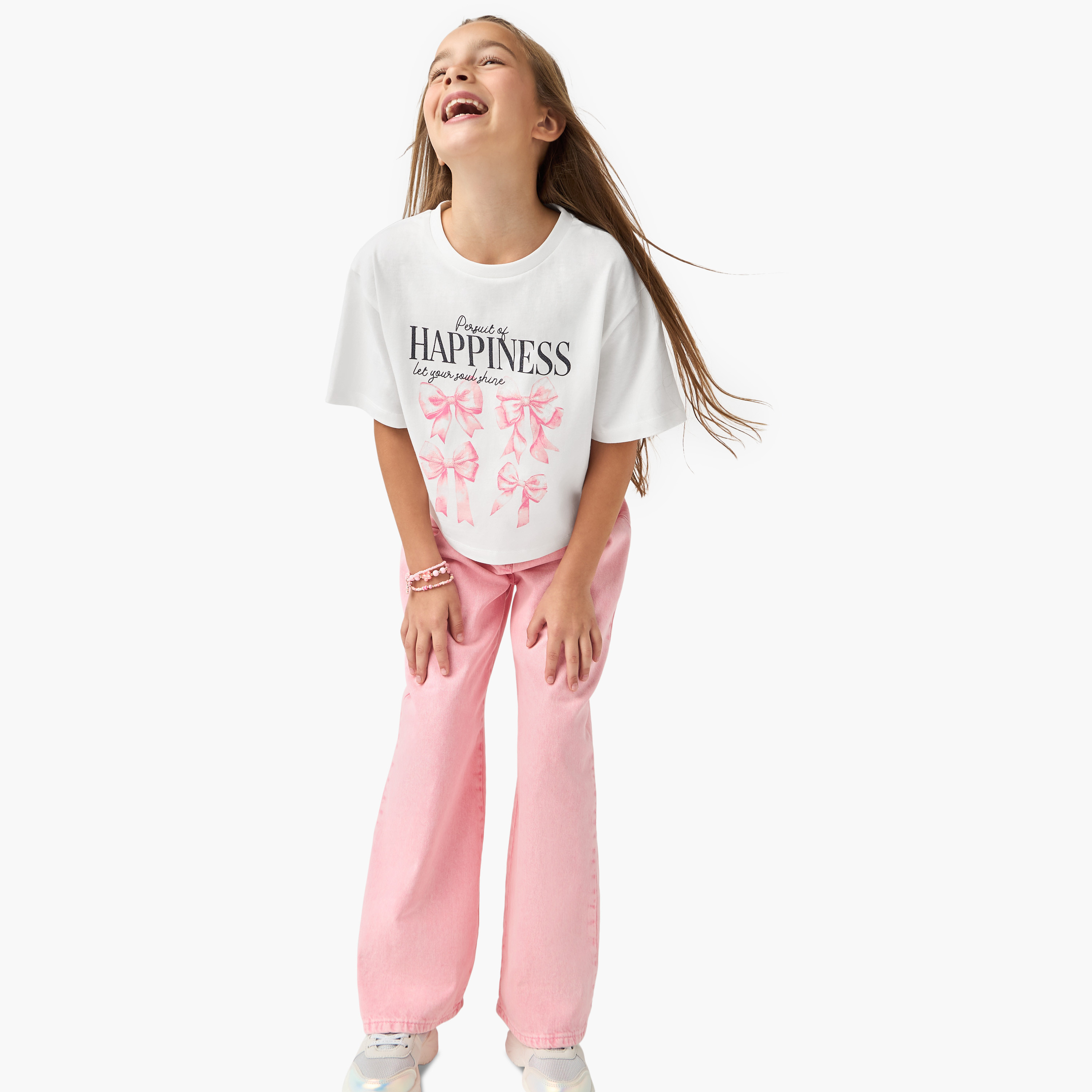 Juniors Graphic Print Boxy T-shirt with Short Sleeves-girls-clothing-tshirts-image-2