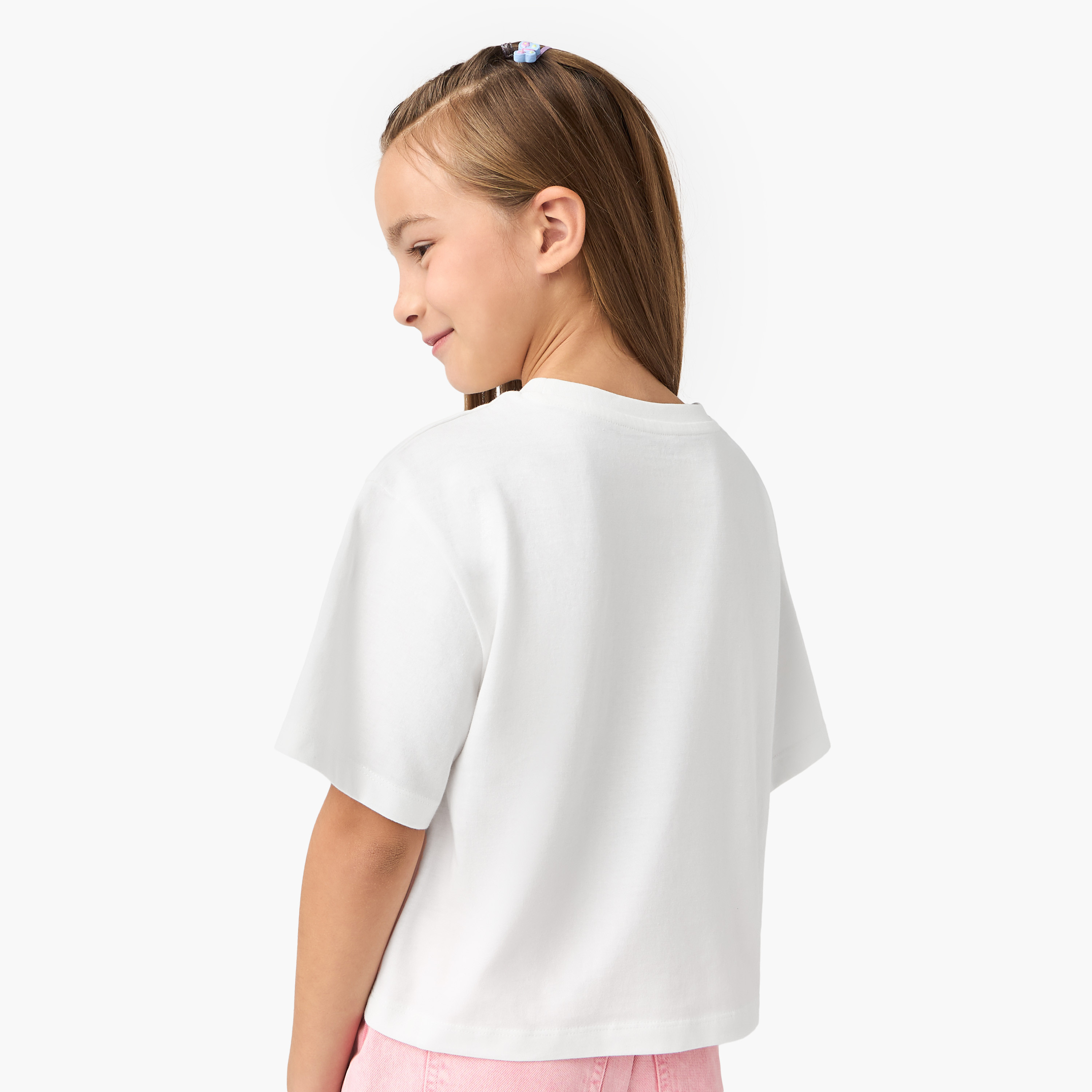 Juniors Graphic Print Boxy T-shirt with Short Sleeves-girls-clothing-tshirts-image-3