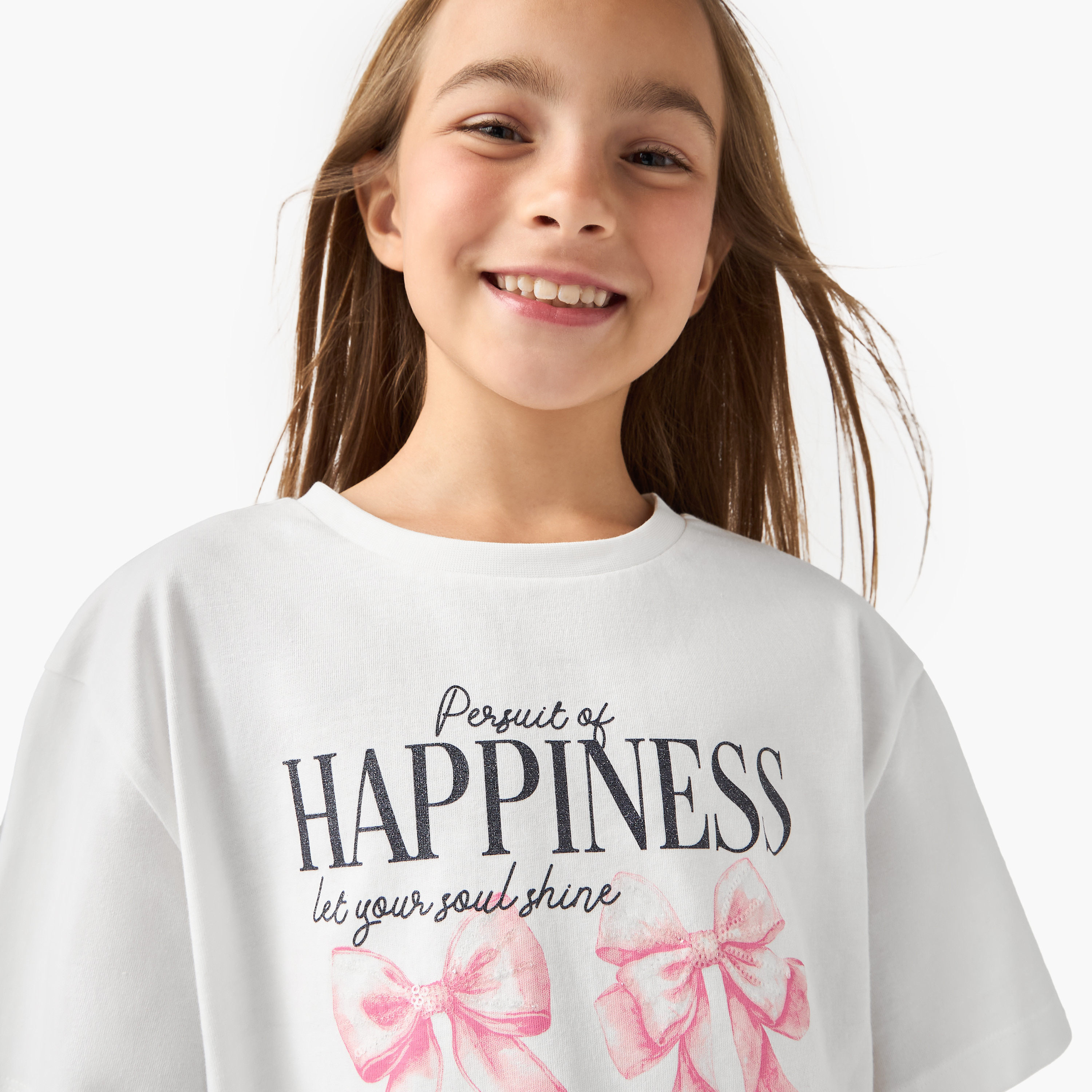 Juniors Graphic Print Boxy T-shirt with Short Sleeves-girls-clothing-tshirts-image-4