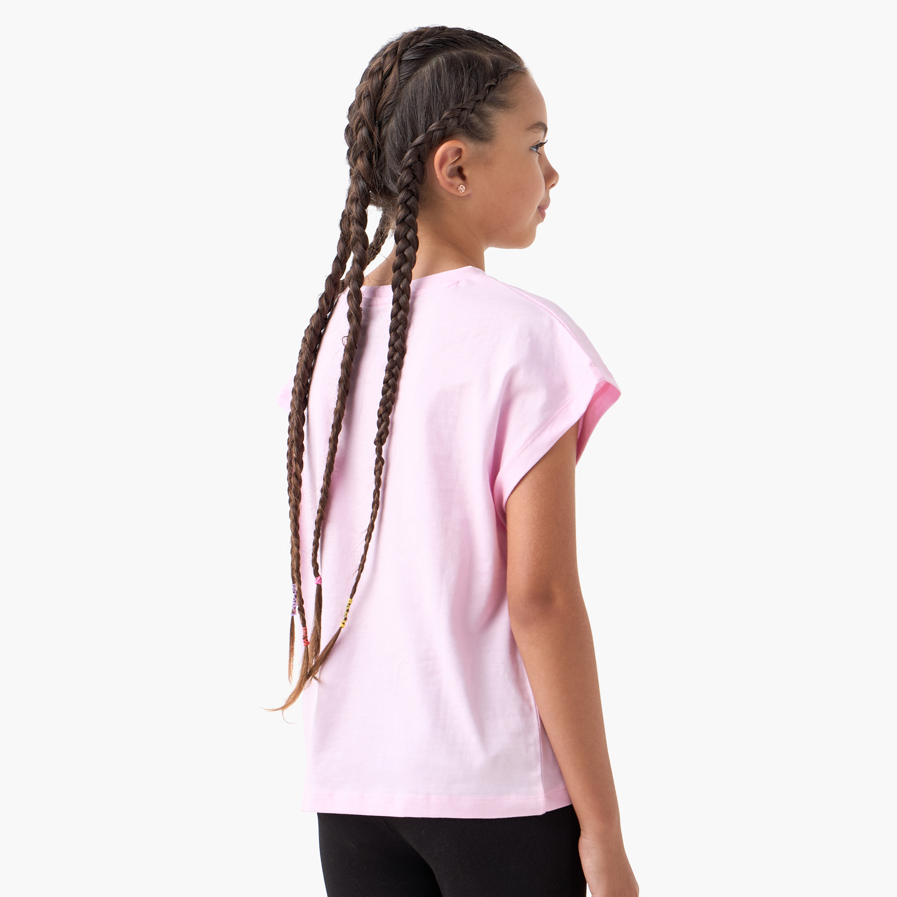 Juniors Graphic Print T-shirt with Extended Sleeves-girls-clothing-tshirts-image-3