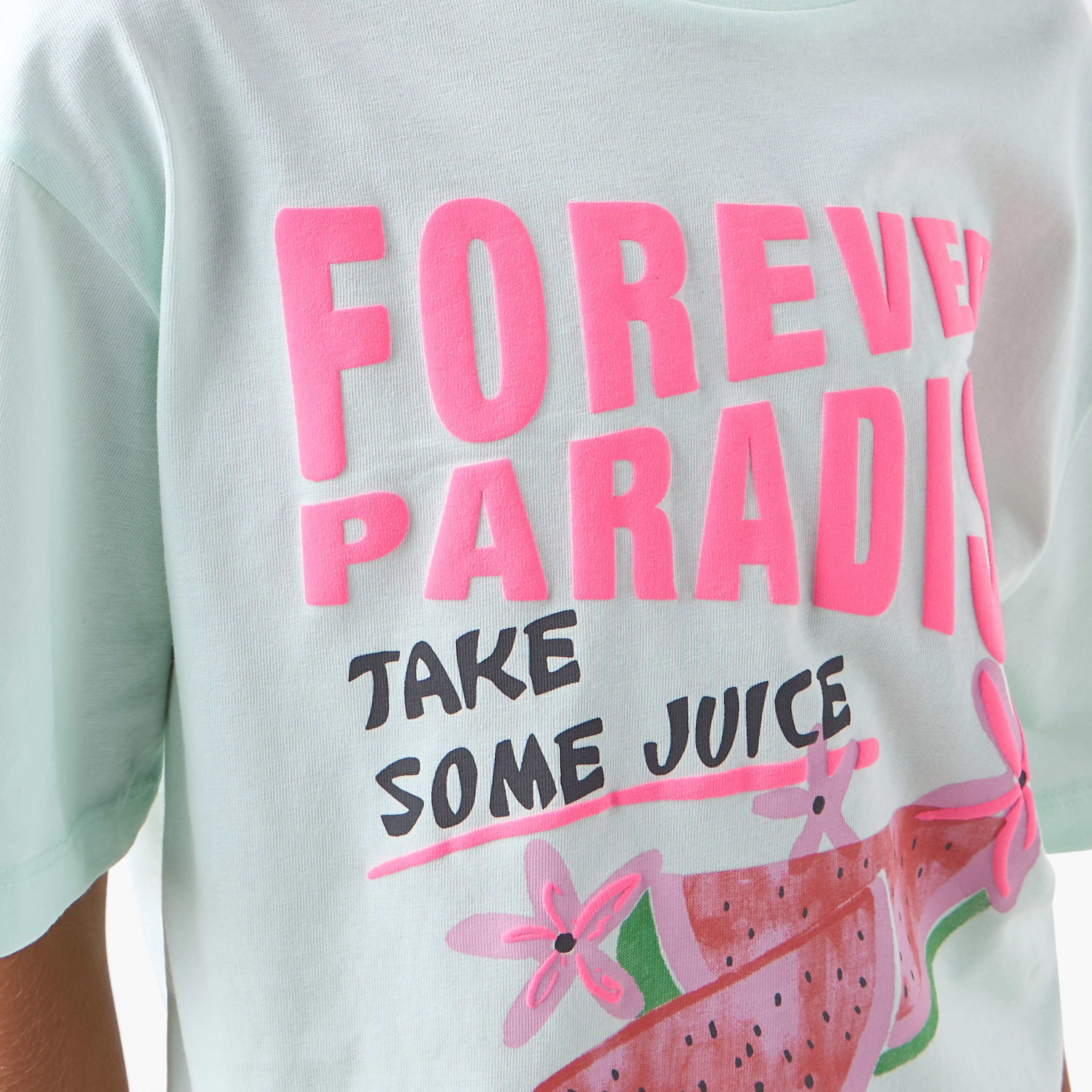 Graphic Print T-shirt with Short Sleeves-girls-clothing-tshirts-image-5