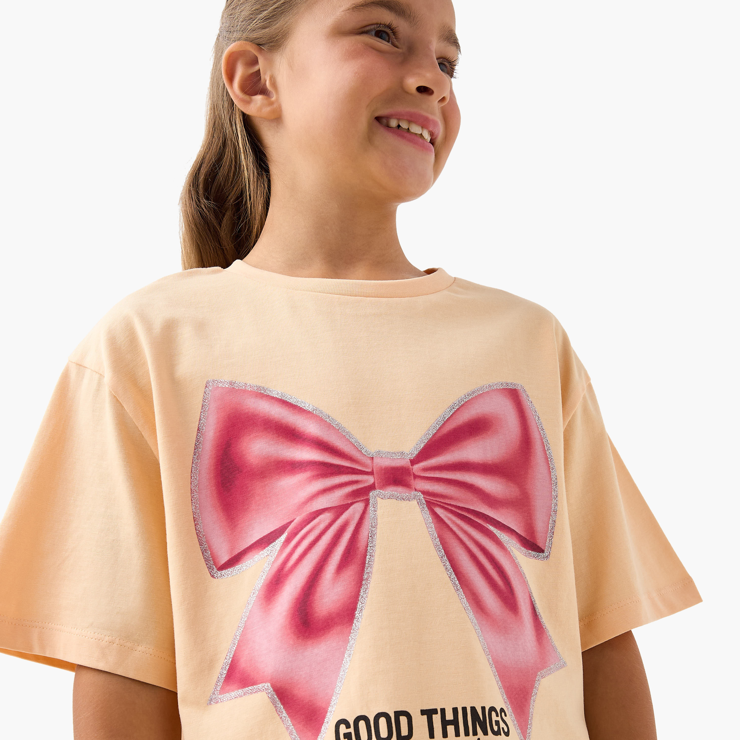 تيشيرت بأكمام قصيرة وطبعات فيونكة من جونيورز-girls-clothing-tshirts-image-4