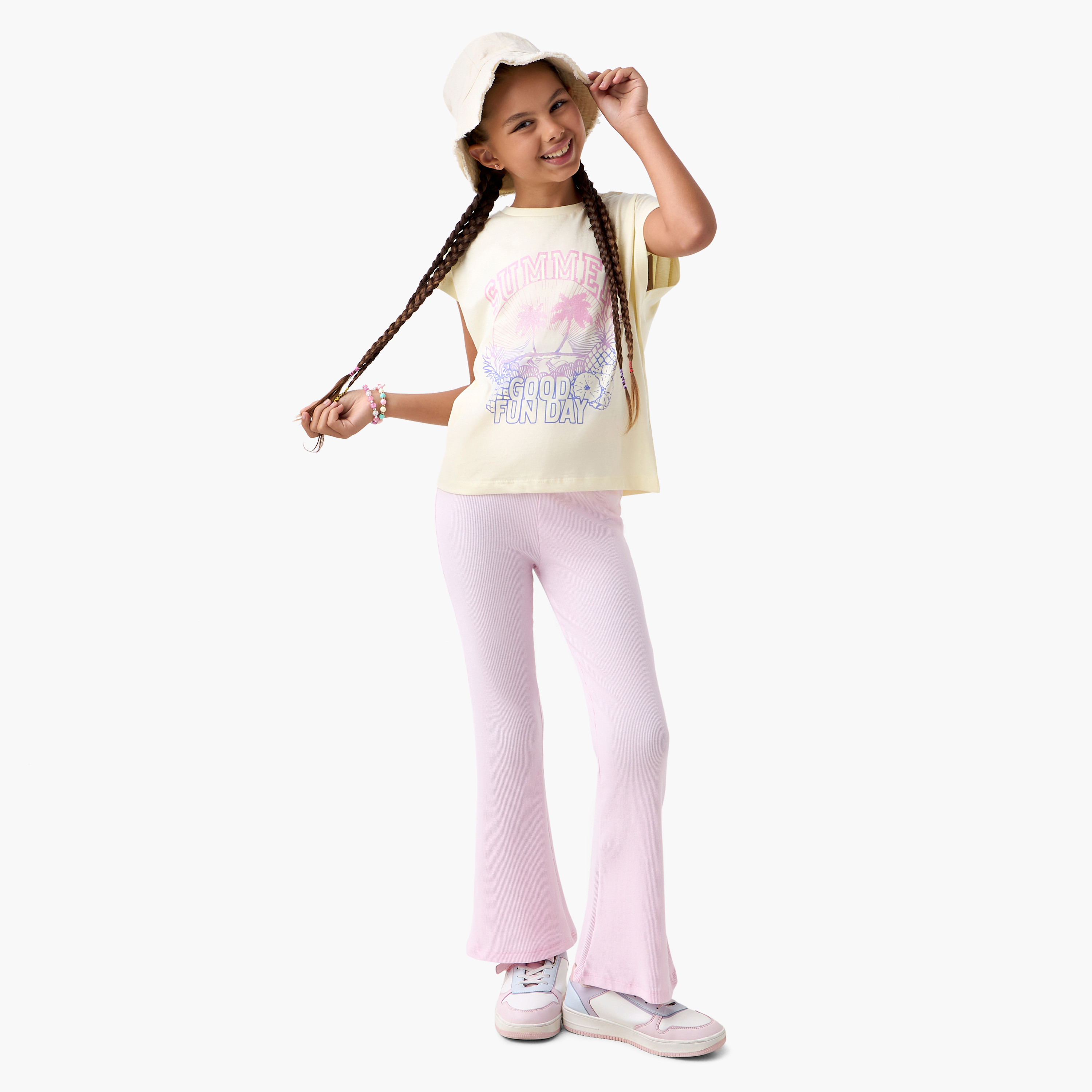 Juniors Printed T-shirt with Crew Neck and Short Sleeves-girls-clothing-tshirts-image-2