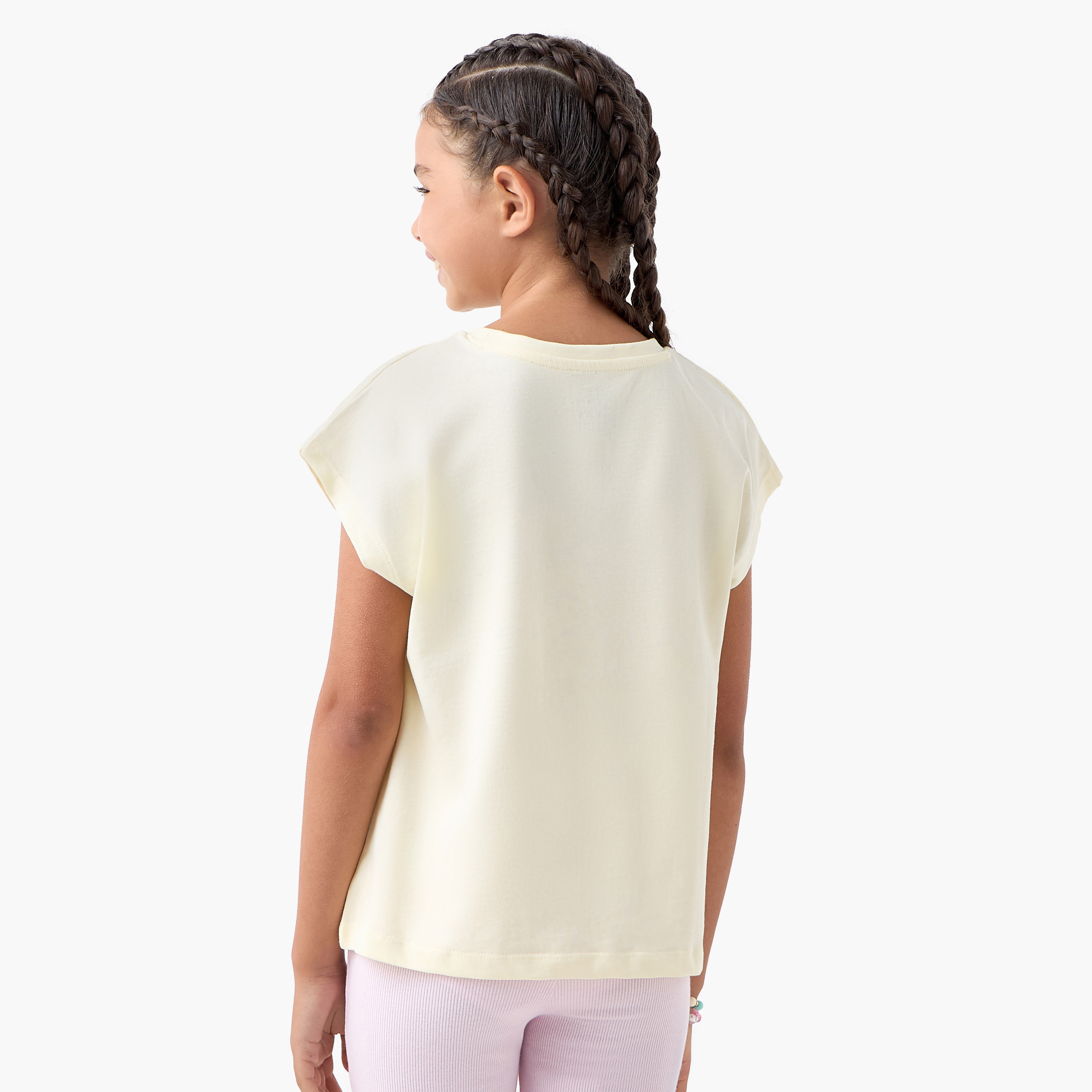 Juniors Printed T-shirt with Crew Neck and Short Sleeves-girls-clothing-tshirts-image-3