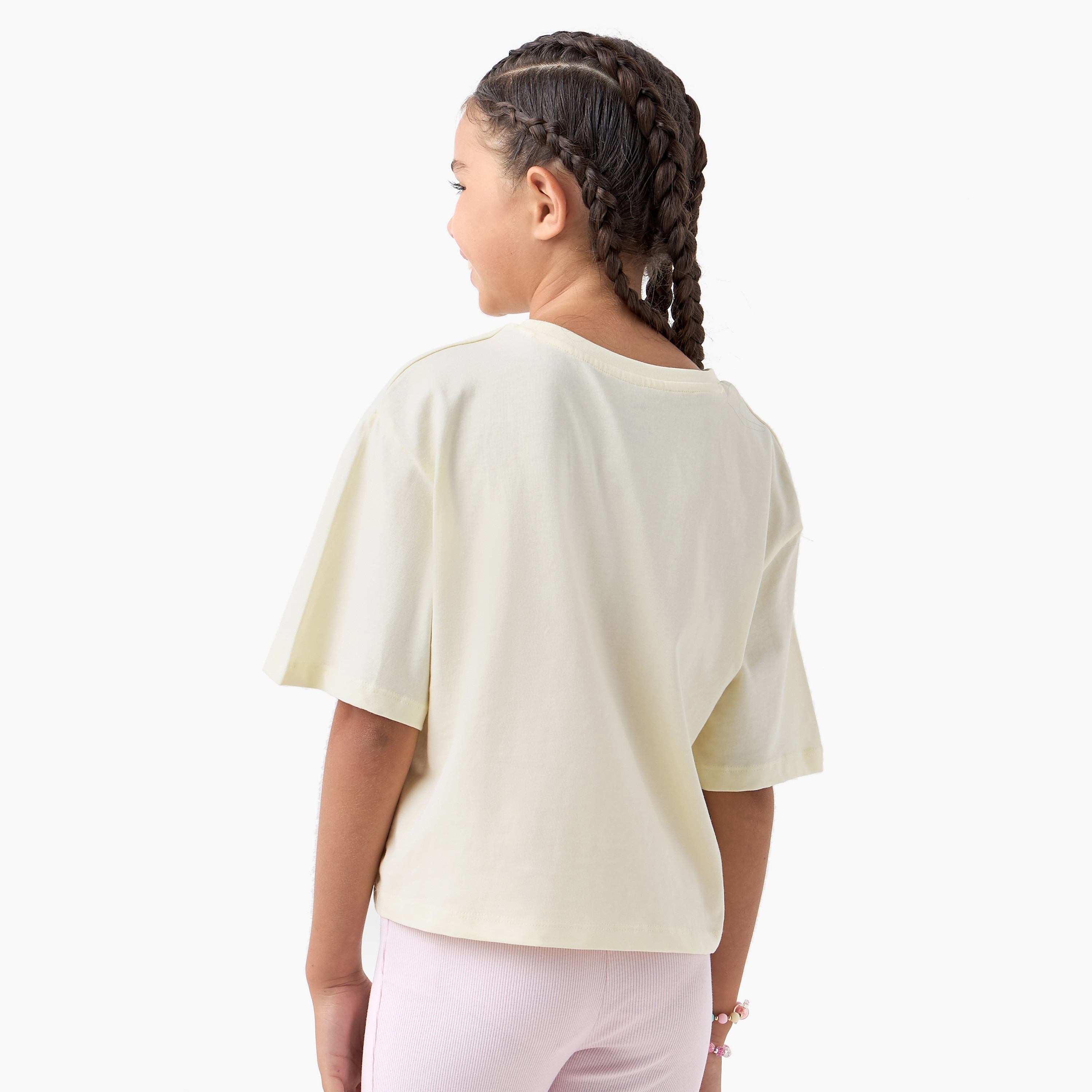 Typographic Print T-shirt with Short Sleeves-girls-clothing-tshirts-image-3
