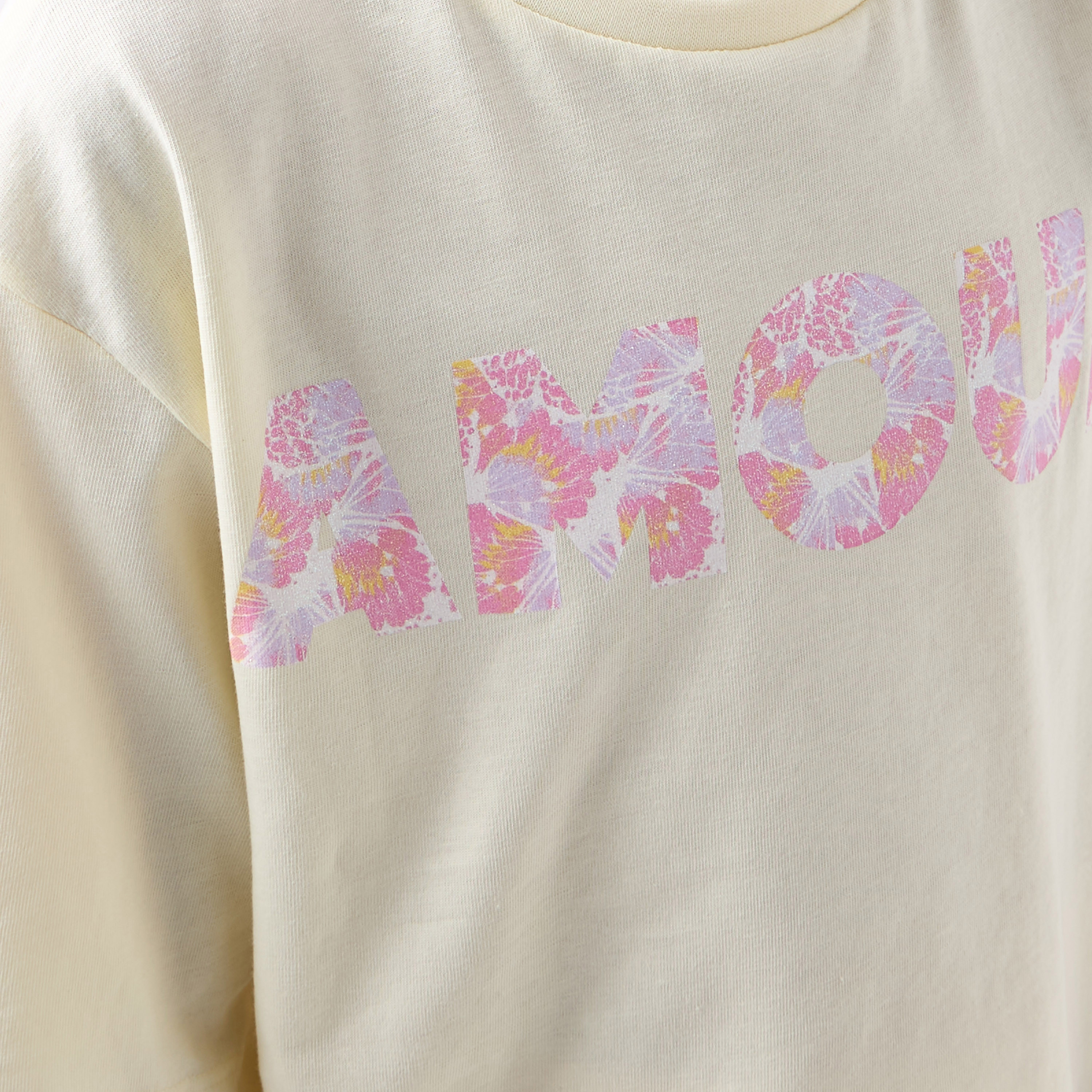 Typographic Print T-shirt with Short Sleeves-girls-clothing-tshirts-image-5