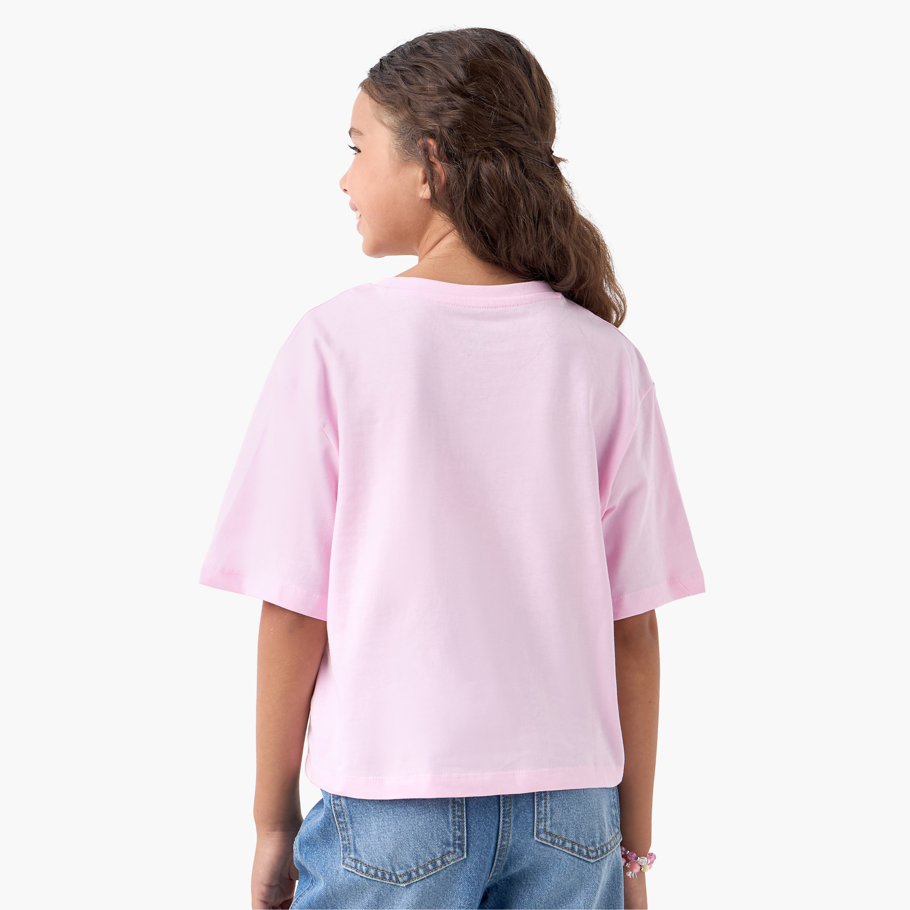 Juniors Print T-shirt with Crew Neck and Short Sleeves-girls-clothing-tshirts-image-3