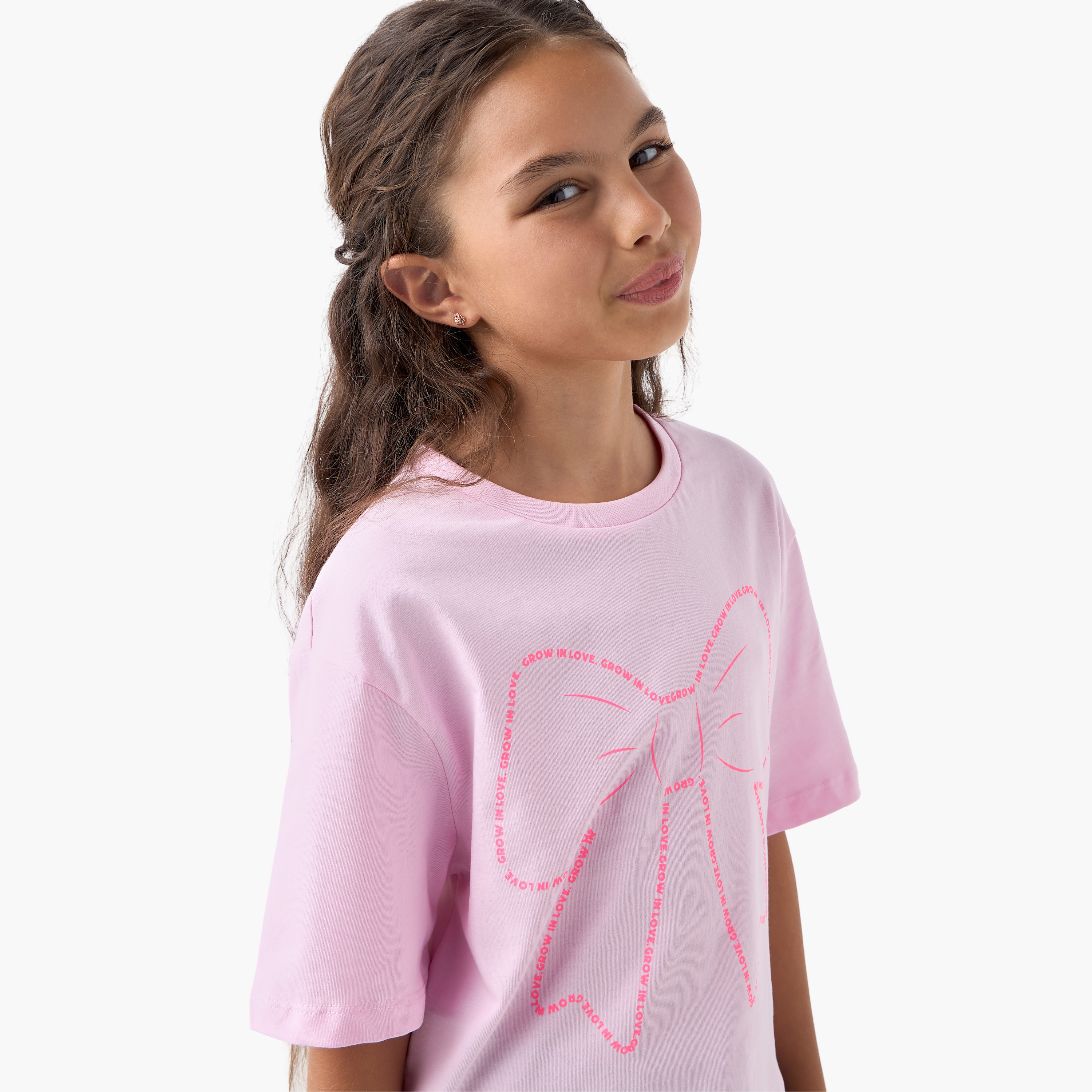 Juniors Print T-shirt with Crew Neck and Short Sleeves-girls-clothing-tshirts-image-4
