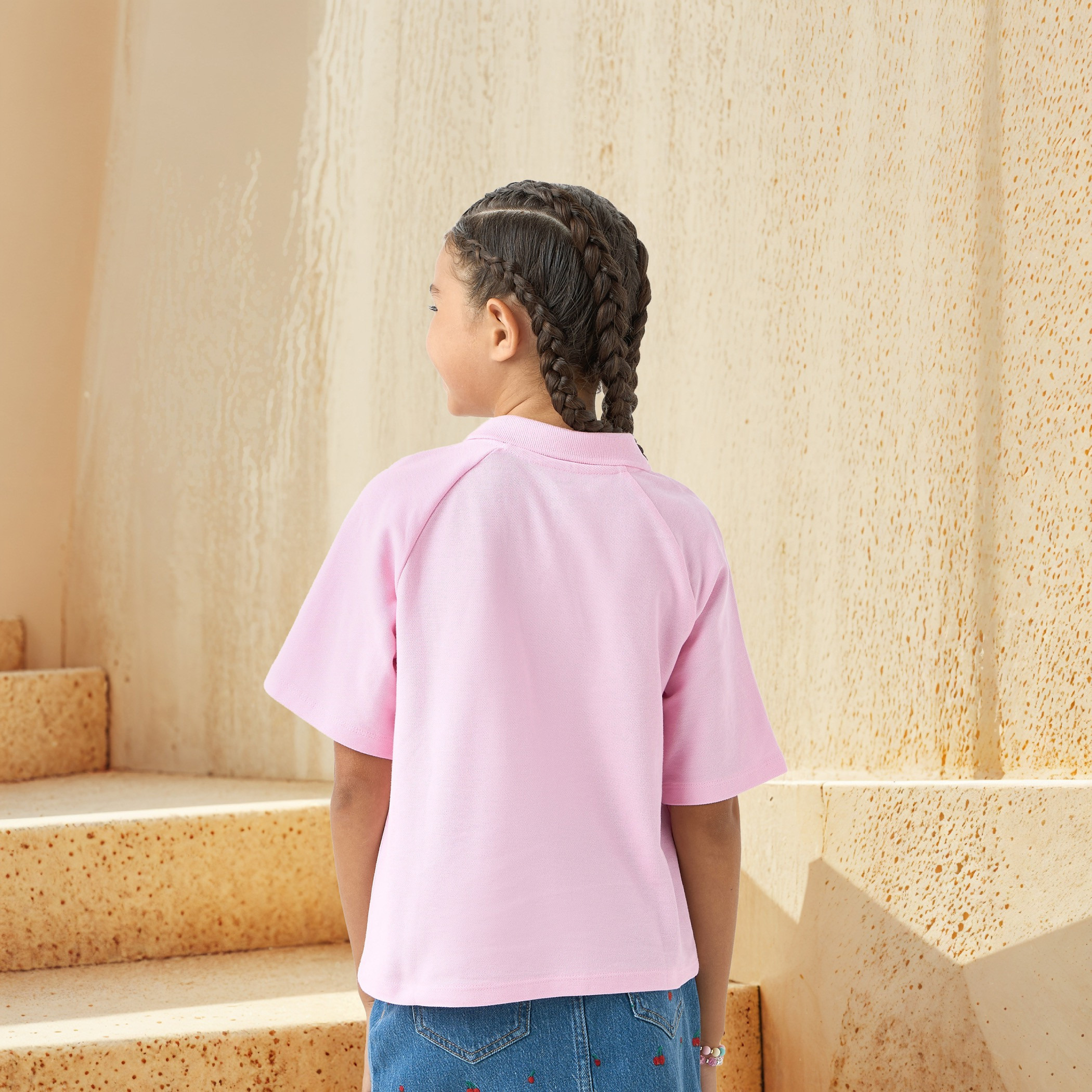 Juniors Printed Polo T-shirt with Short Sleeves-girls-clothing-tshirts-image-3
