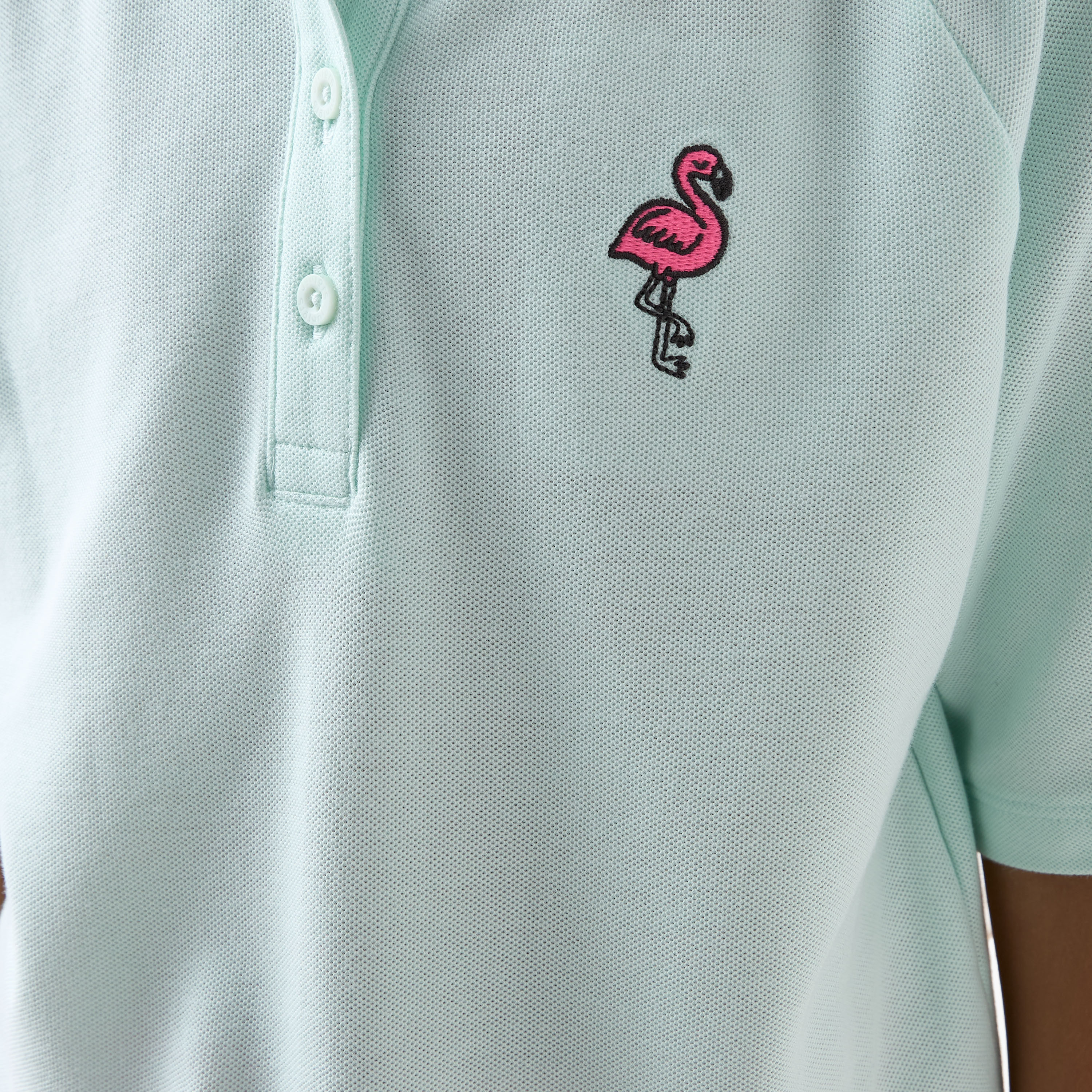 تيشيرت بولو بأكمام قصيرة وزخارف فلامنجو من جونيورز-girls-clothing-tshirts-image-1