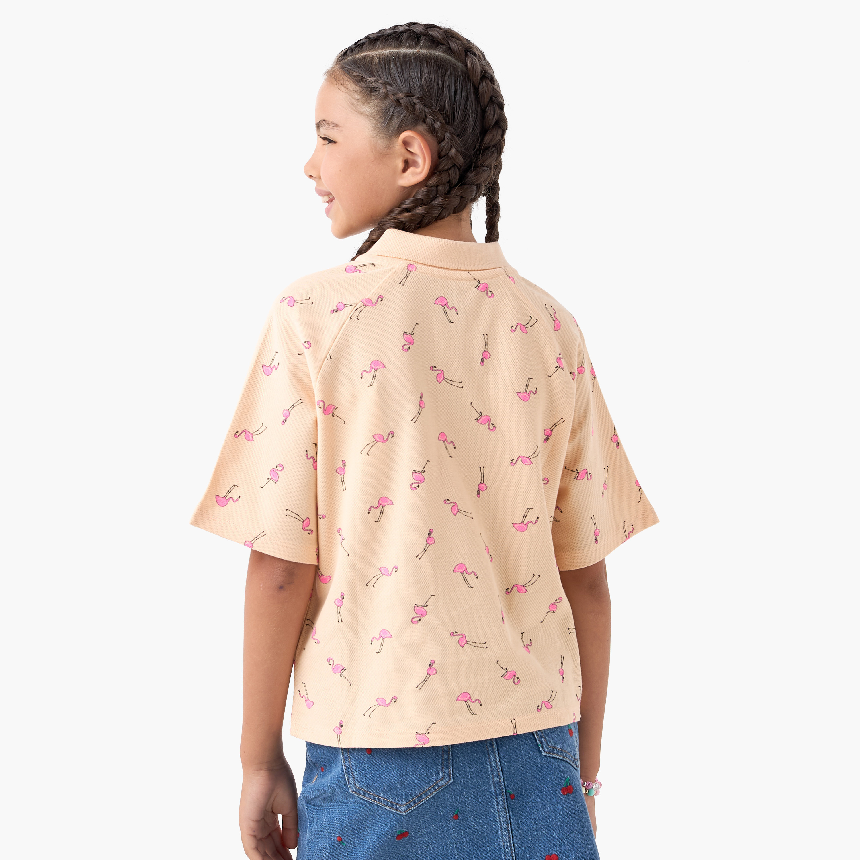 تيشيرت بولو جونيورز بطبعة فلامنغو وأكمام قصيرة-girls-clothing-tshirts-image-3