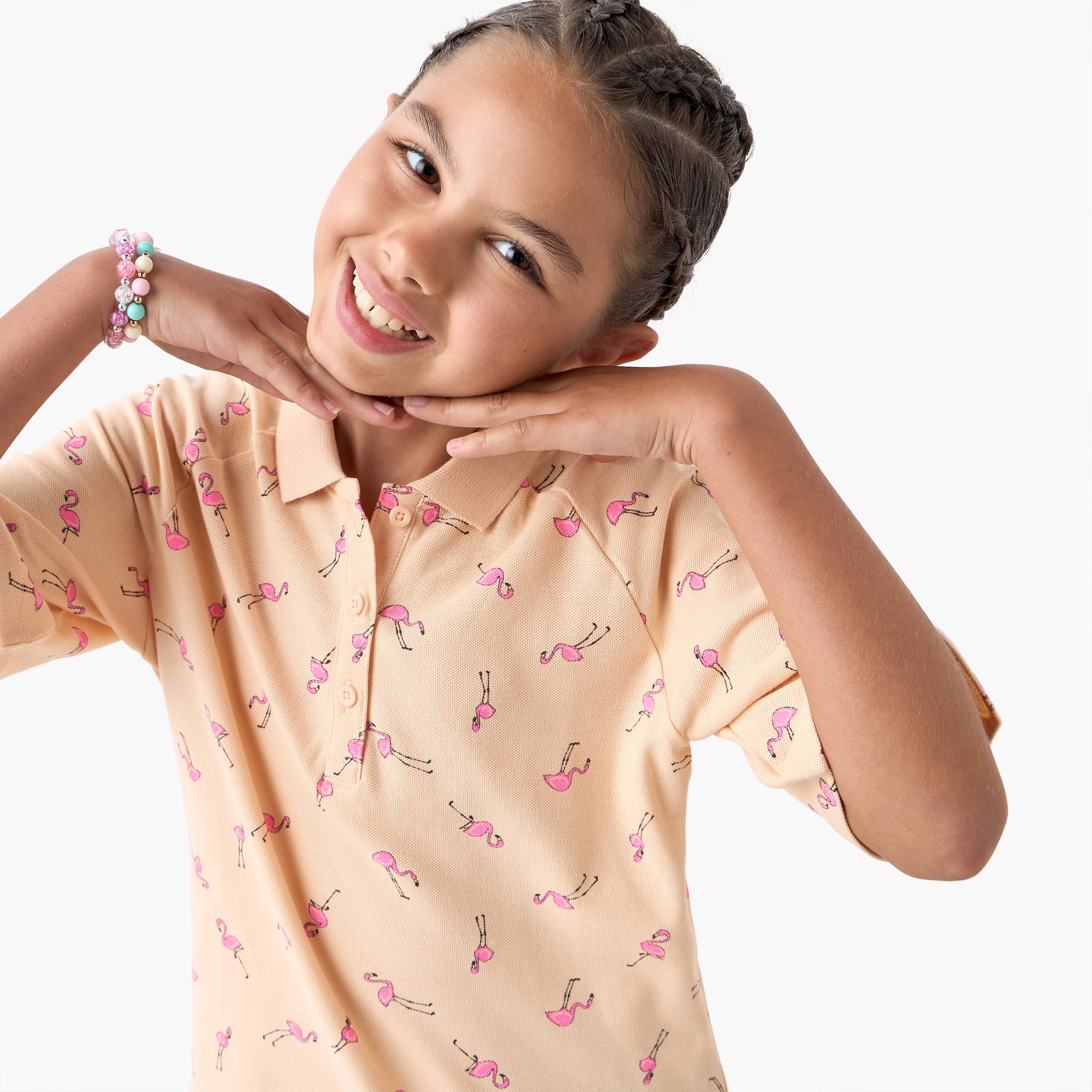 تيشيرت بولو جونيورز بطبعة فلامنغو وأكمام قصيرة-girls-clothing-tshirts-image-2