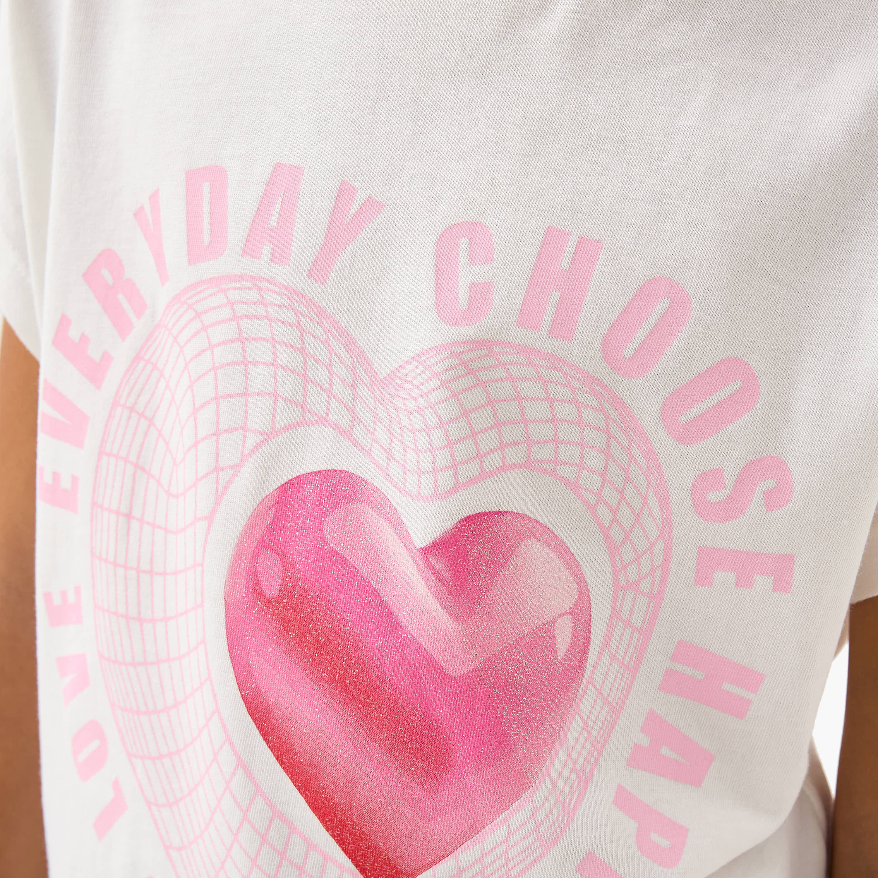 تيشيرت بطبعات قلب وأكمام قصيرة من جونيورز-girls-clothing-tshirts-image-5