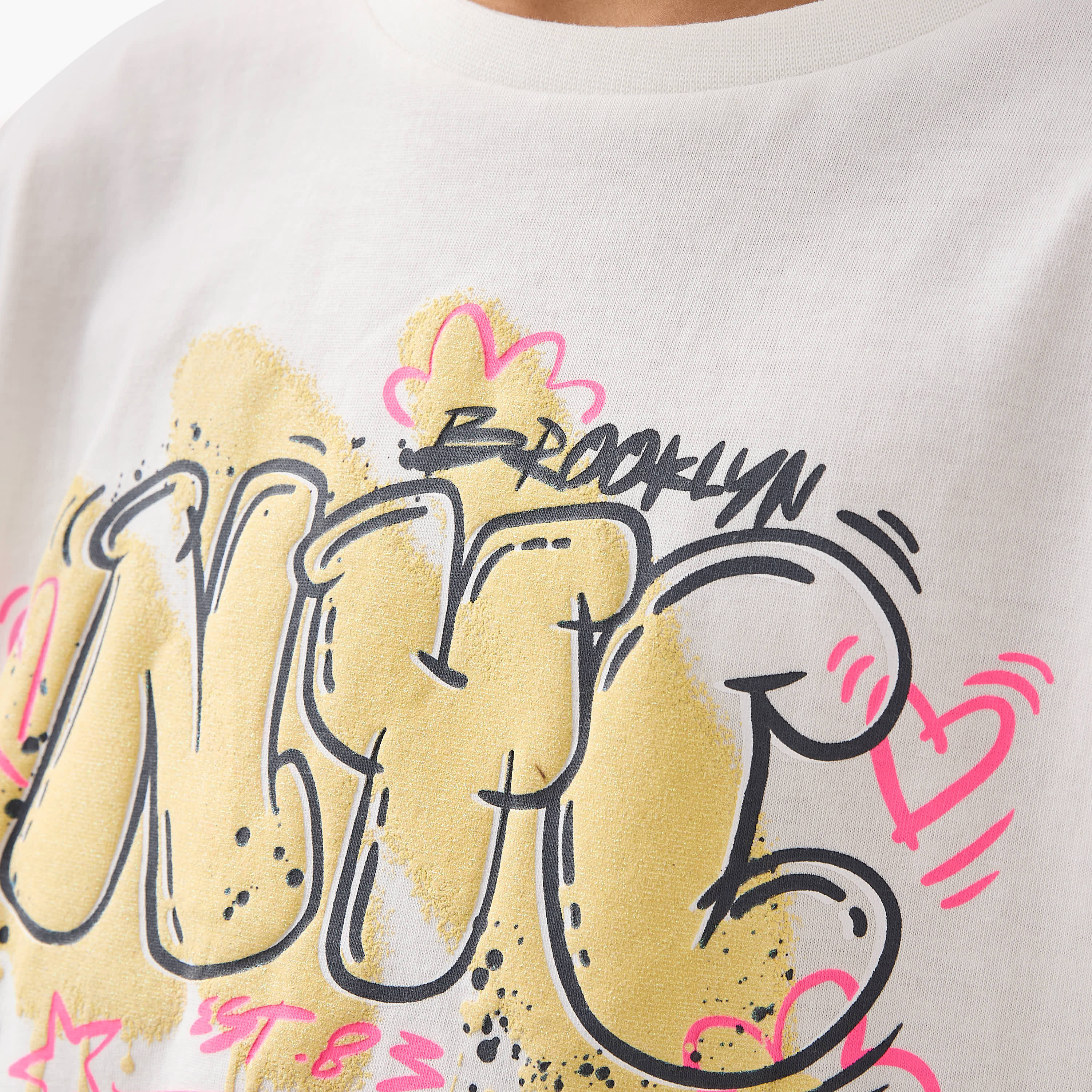 Juniors Printed T-shirt with Extended Sleeves-girls-clothing-tshirts-image-5