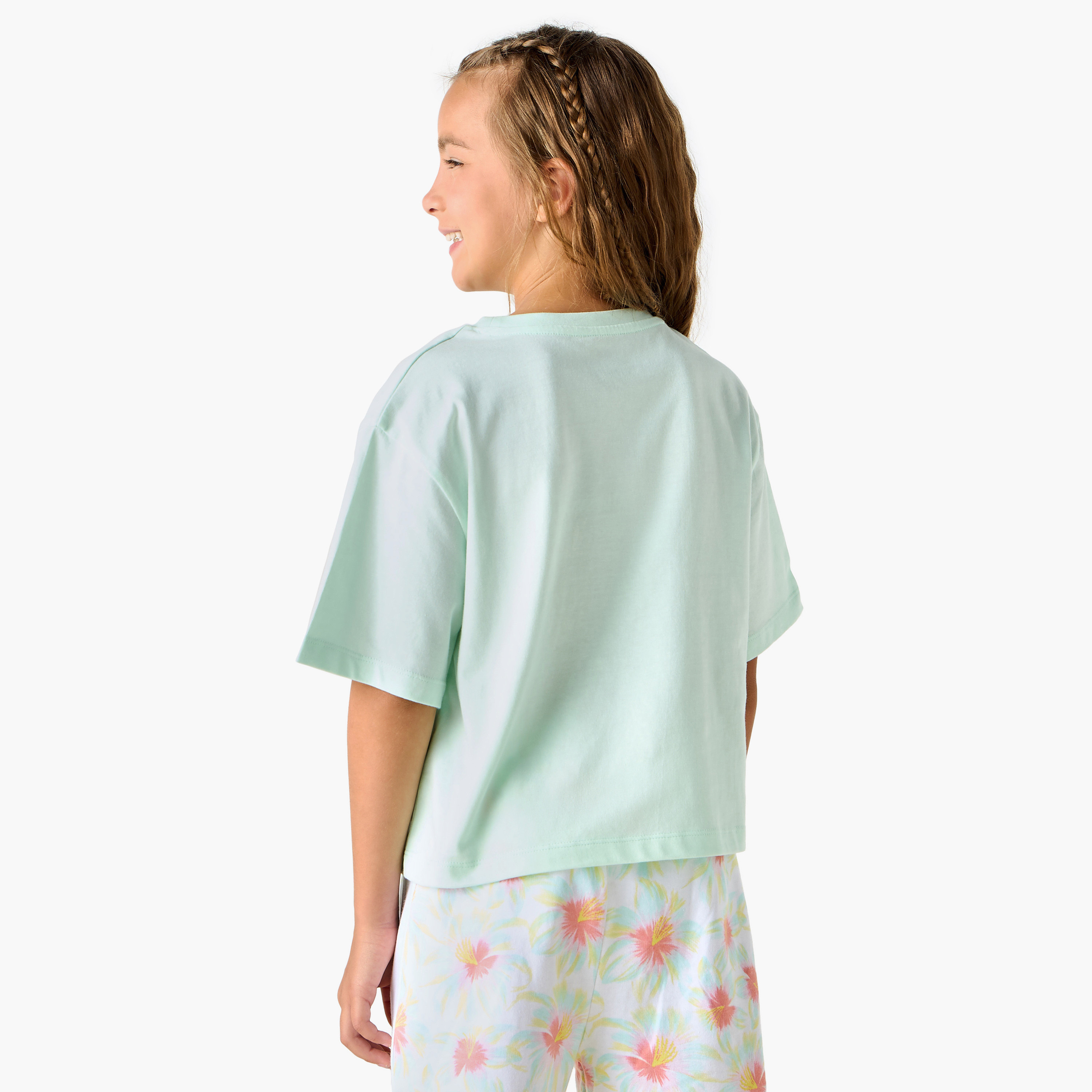 Juniors Paris Print T-shirt with Short Sleeves-girls-clothing-tshirts-image-3