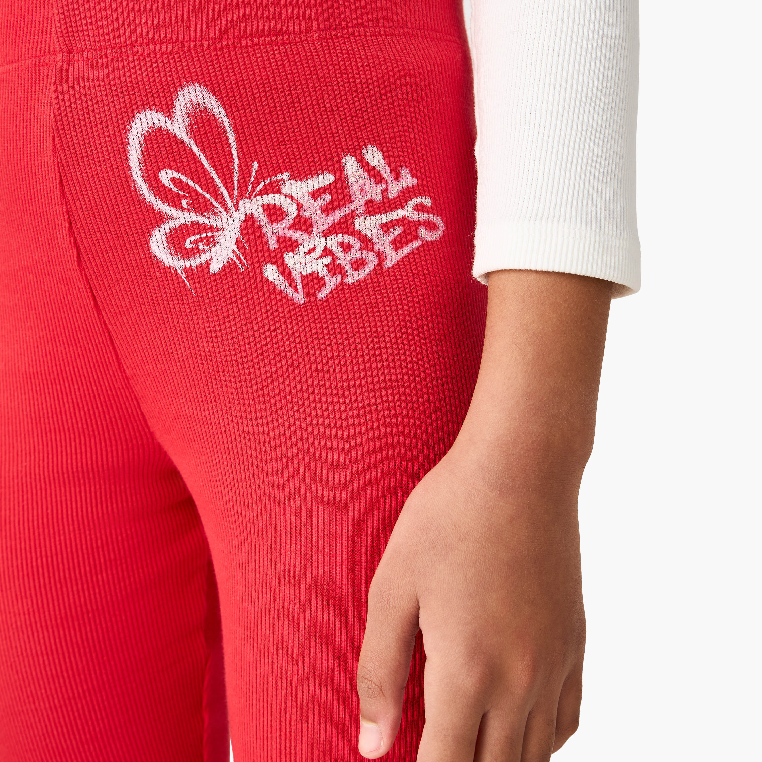 Juniors Printed Shorts with Elasticated Waistband and Lettuce Hem-girls-clothing-bottoms-shorts-image-4