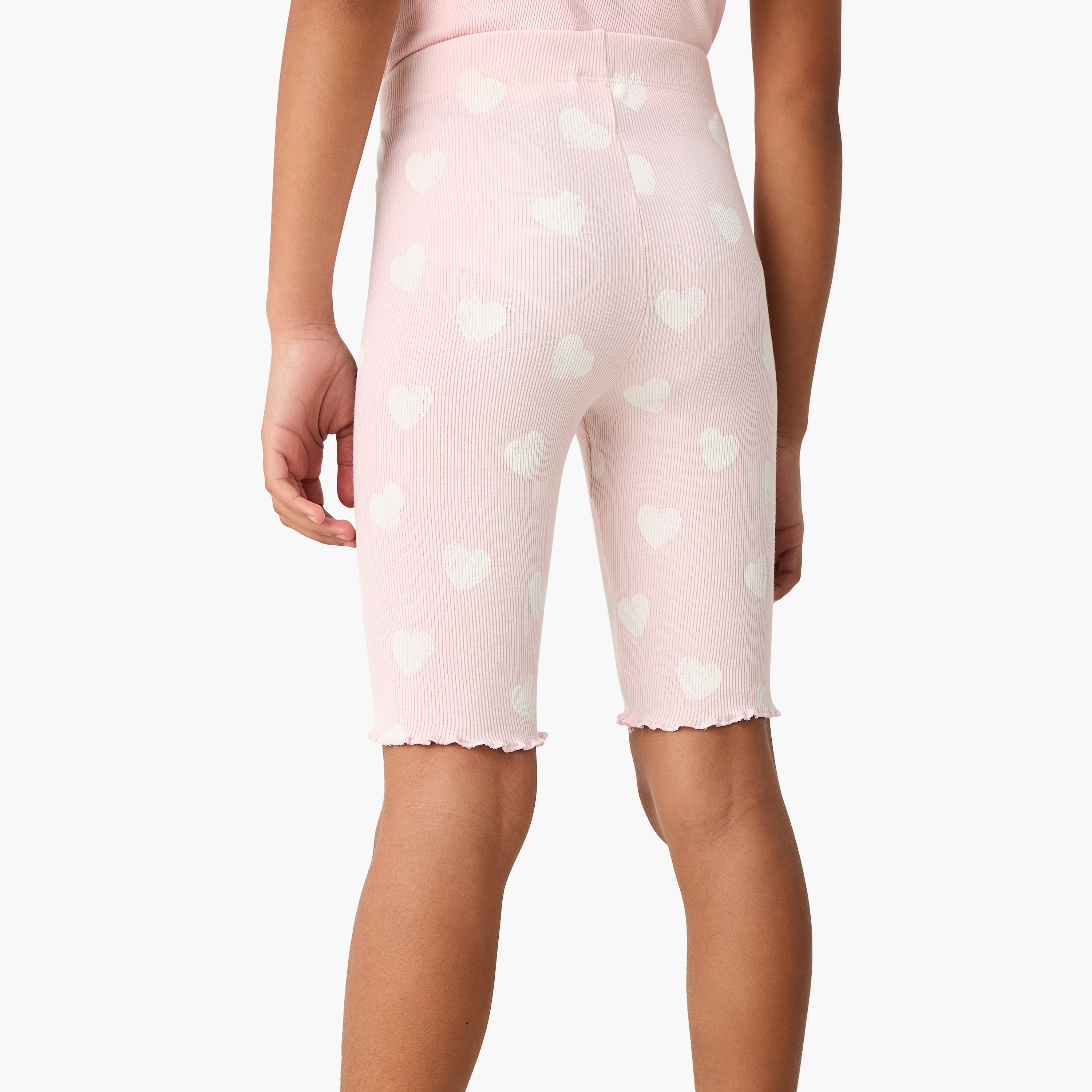 Juniors All-Over Heart Print Shorts with Elasticated Waistband-girls-clothing-bottoms-shorts-image-3