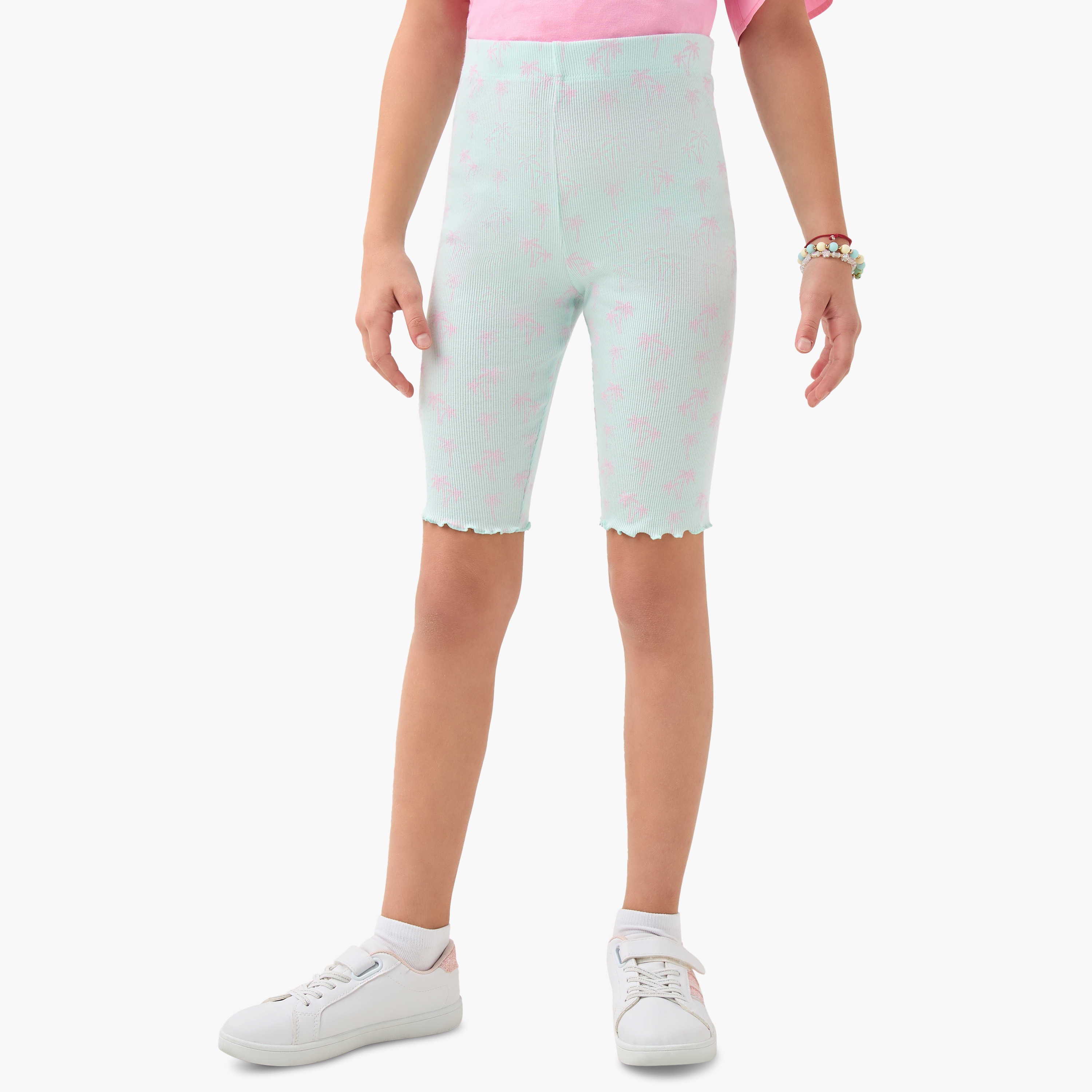 Juniors Printed Shorts with Lettuce Hem-girls-clothing-bottoms-shorts-image-1