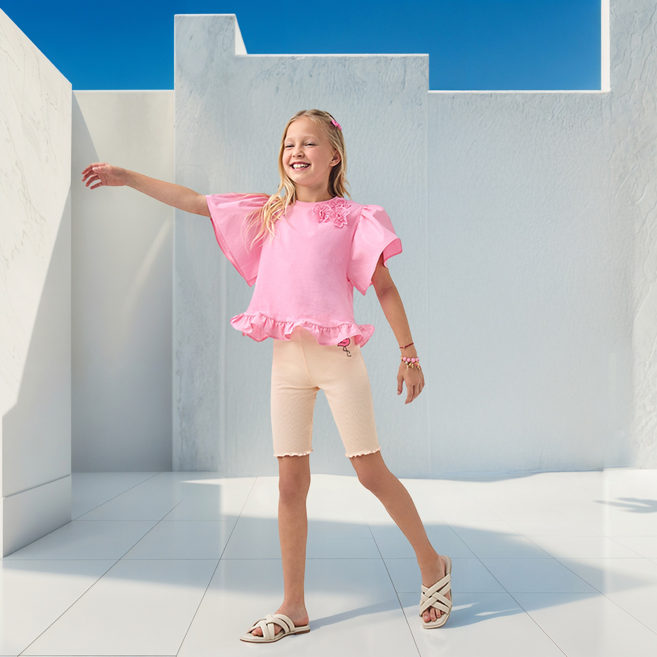 Juniors Flamingo Shorts with Lettuce Hem-girls-clothing-bottoms-shorts-image-2