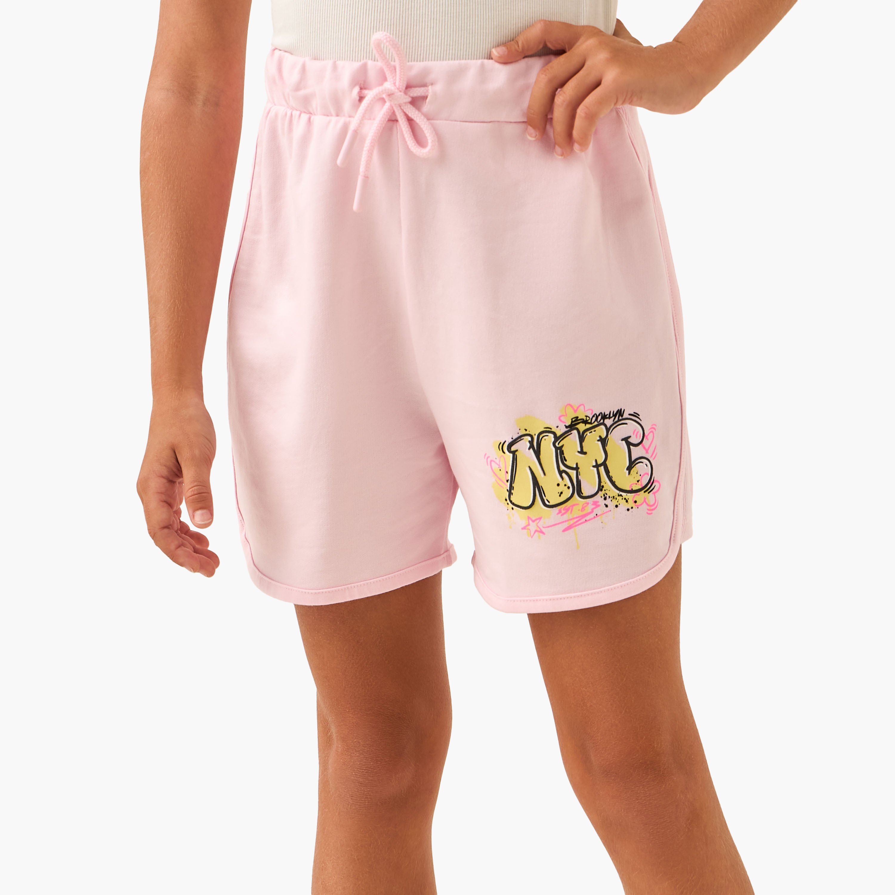 شورت برباط إغلاق وطبعات من جونيورز-girls-clothing-bottoms-shorts-image-5