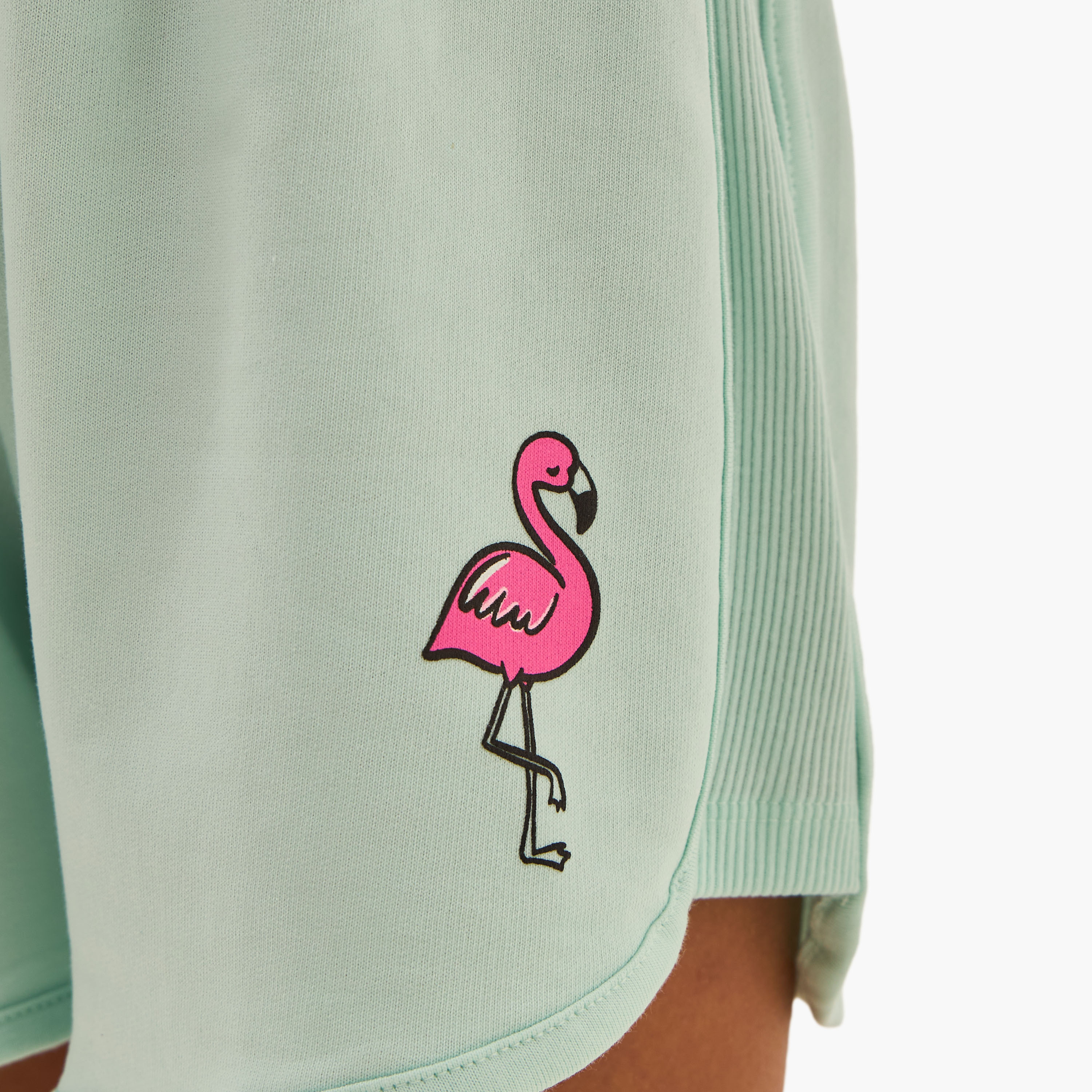 Juniors Flamingo Print Shorts with Drawstring Closure-girls-clothing-bottoms-shorts-image-4