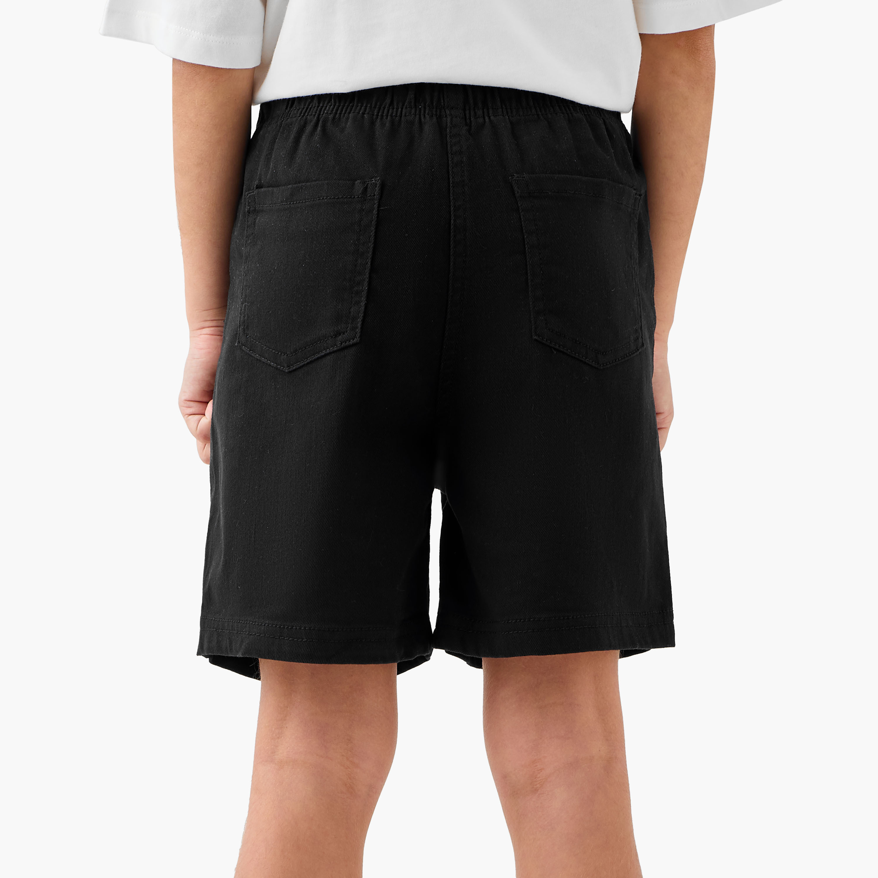 Juniors Solid Shorts with Drawstring Closure and Pockets-girls-clothing-bottoms-shorts-image-3