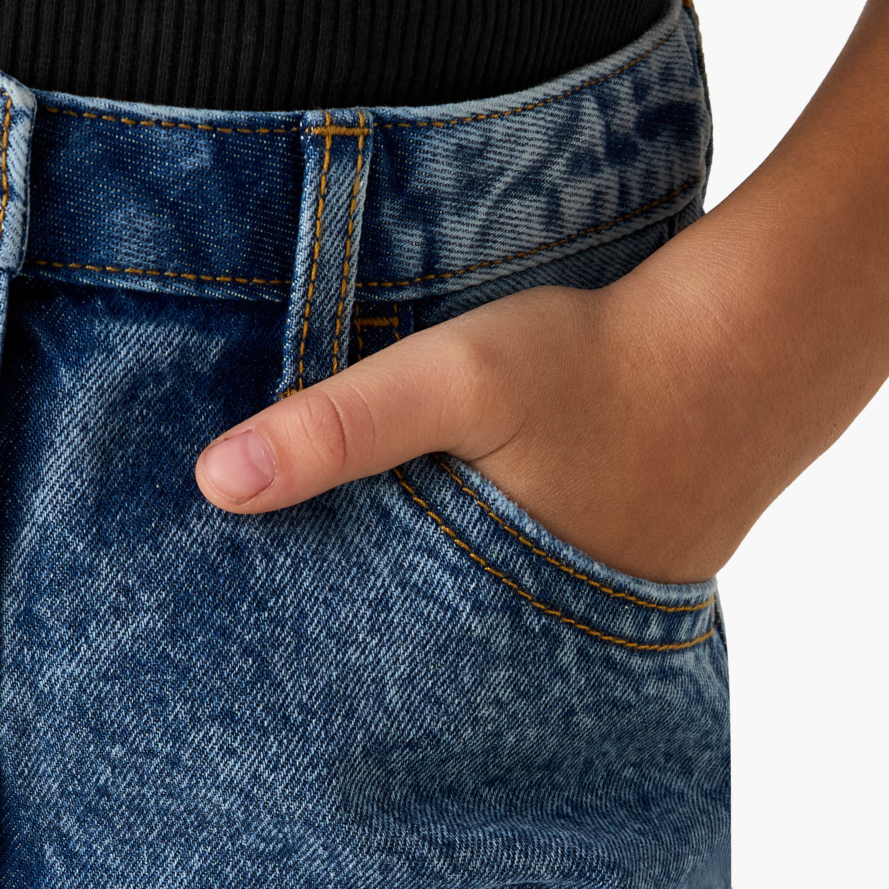 شورت دينم سادة بجيوب بحواف ممزقة من جونيورز-girls-clothing-bottoms-shorts-image-1