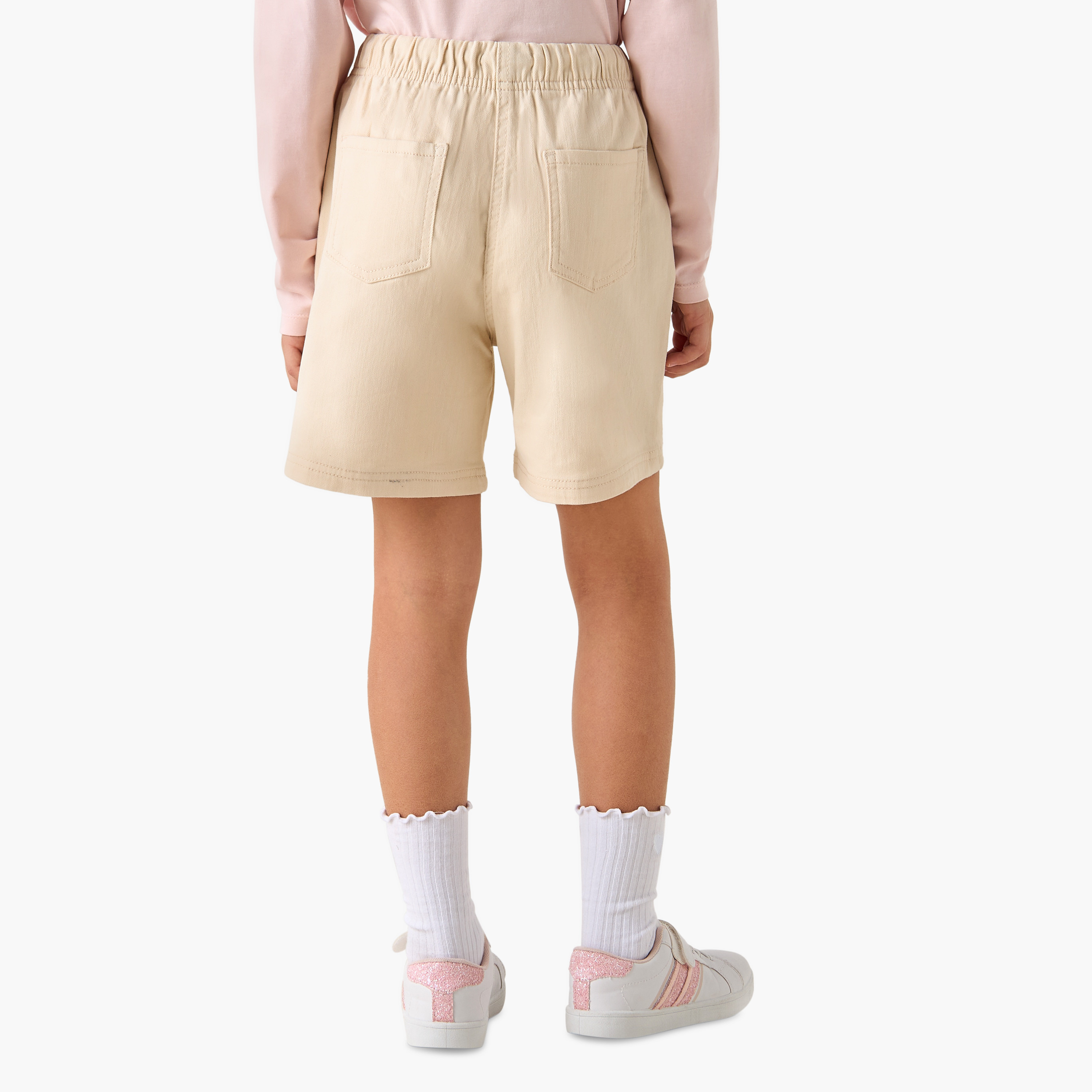 Juniors Solid Shorts with Drawstring Closure and Pockets-girls-clothing-bottoms-shorts-image-3