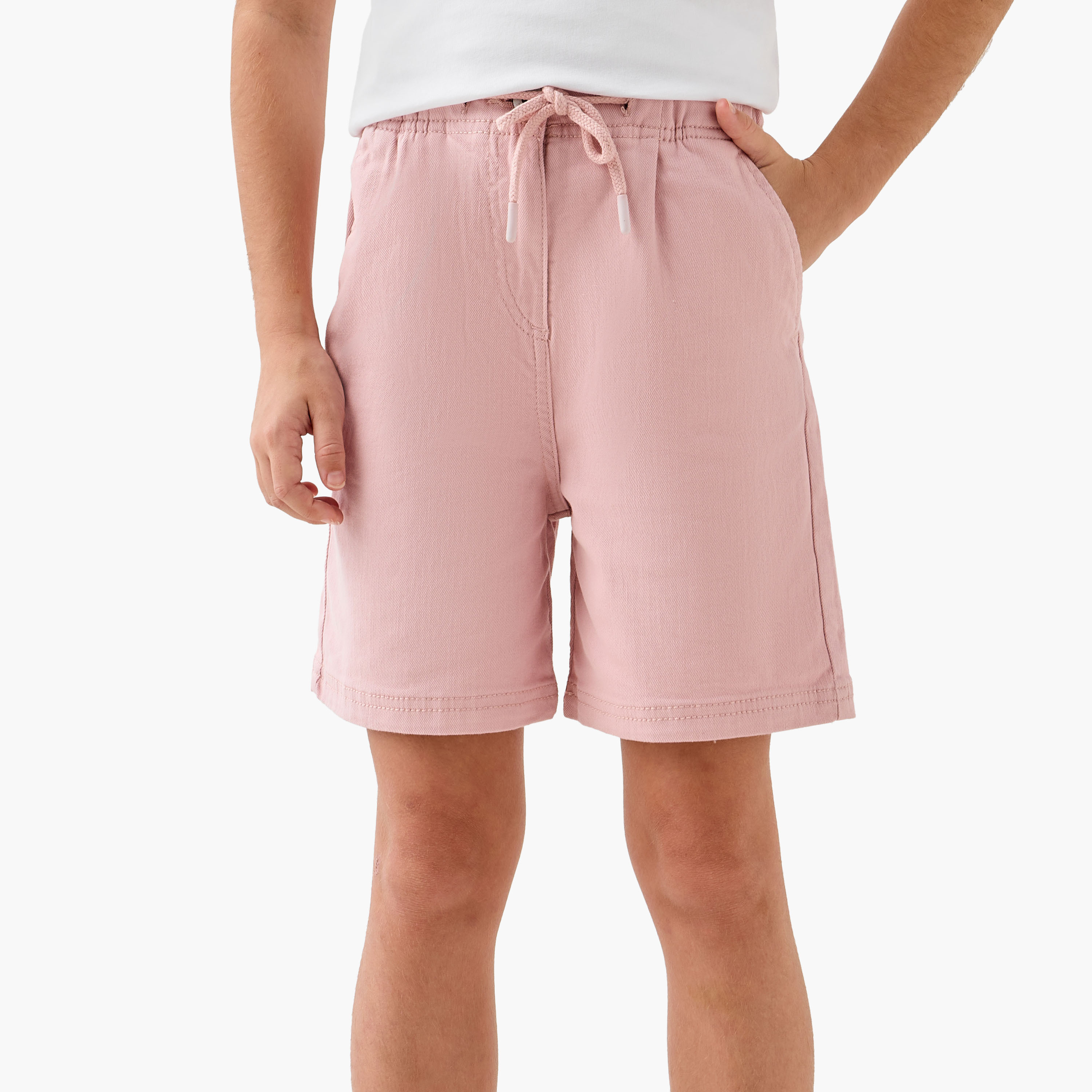 Juniors Solid Shorts with Drawstring Closure and Pockets-girls-clothing-bottoms-shorts-image-1