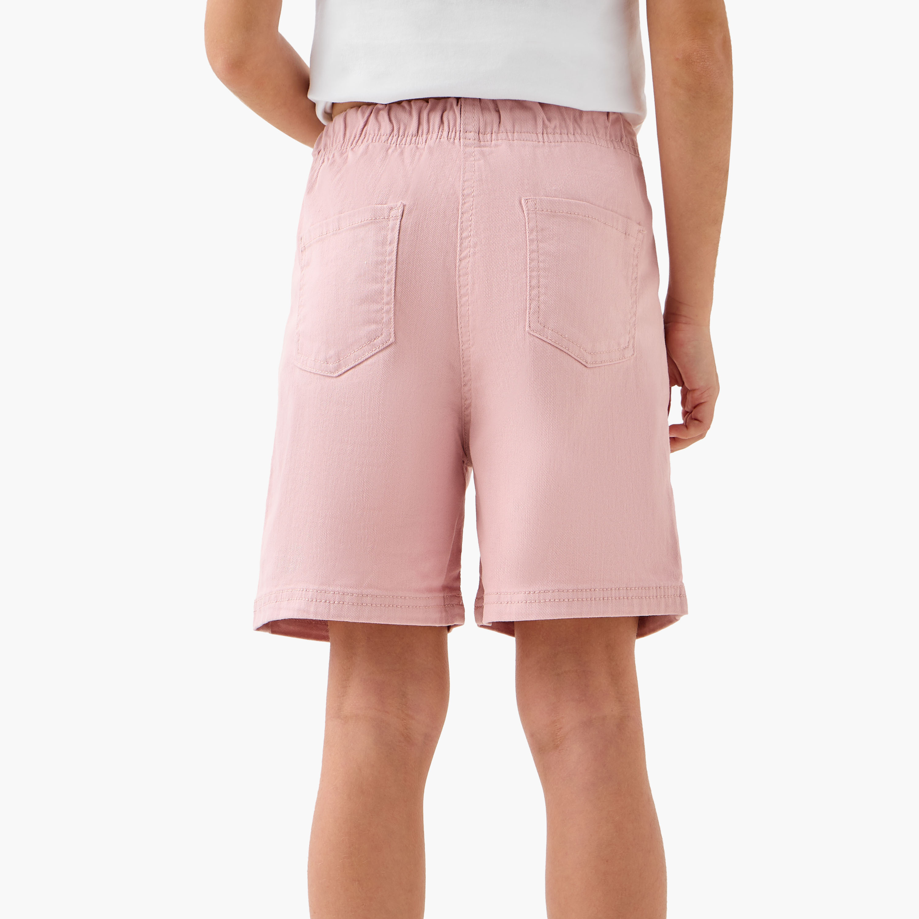 Juniors Solid Shorts with Drawstring Closure and Pockets-girls-clothing-bottoms-shorts-image-3