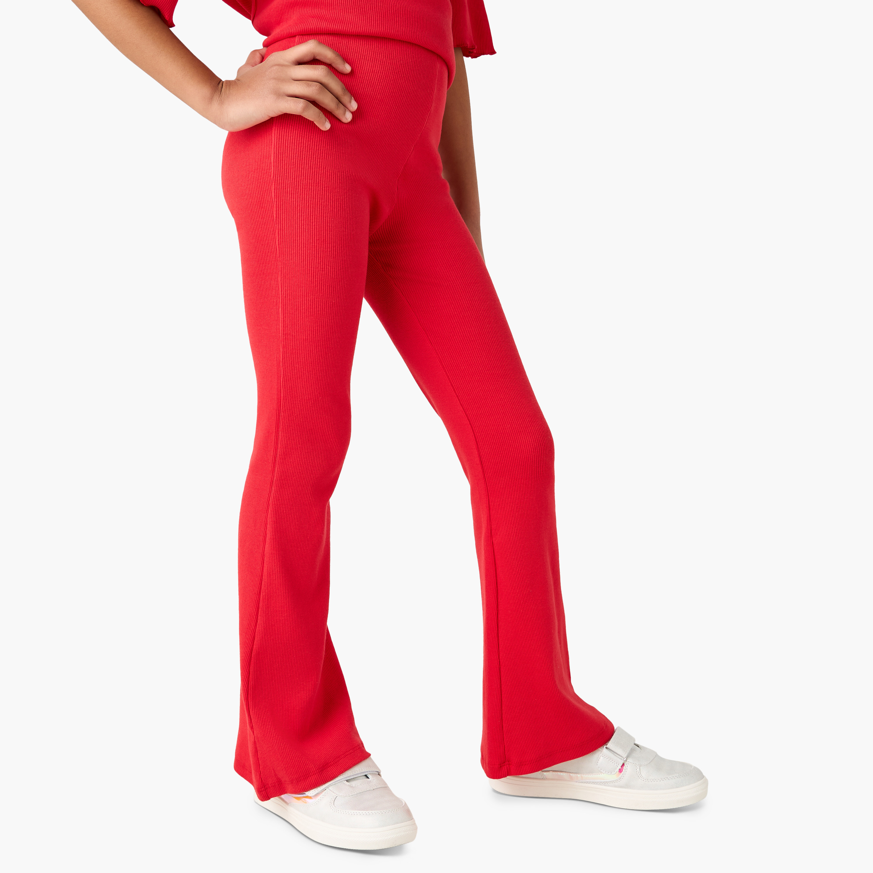 Juniors Ribbed Flared Leggings with Elasticated Waistband-girls-clothing-bottoms-leggings-image-6