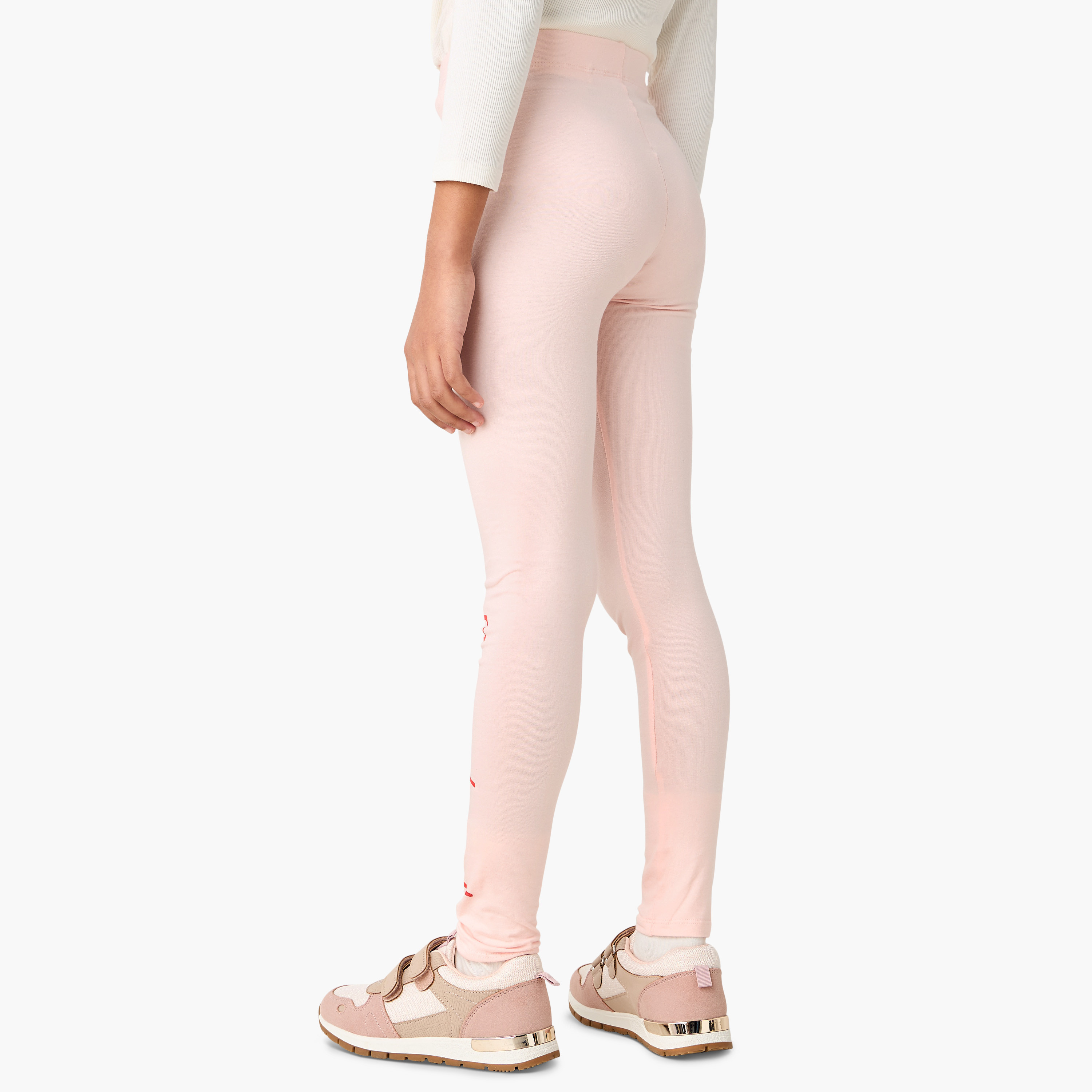 Juniors Typographic Print Leggings with Elasticated Waistband-girls-clothing-bottoms-leggings-image-3
