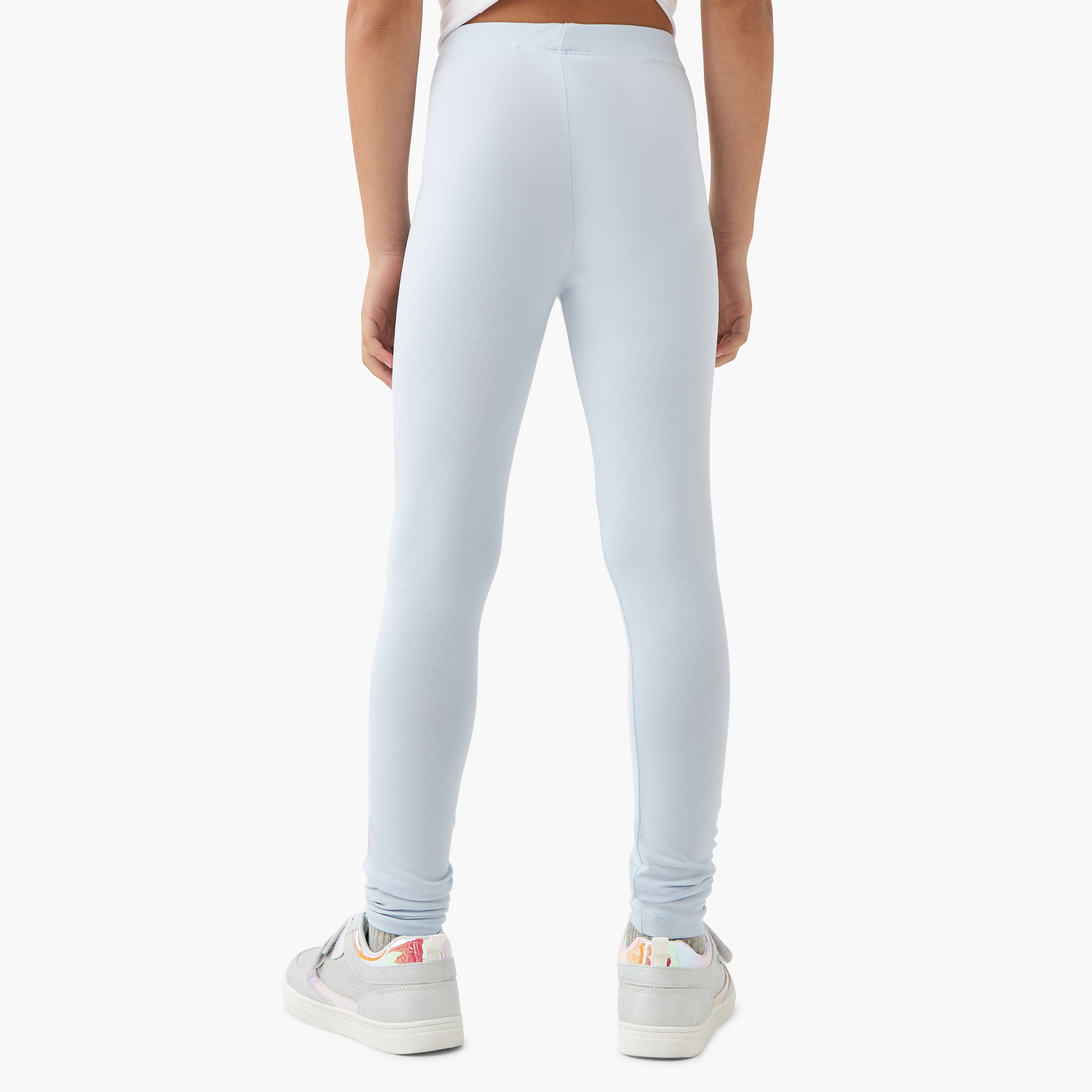Juniors Typographic Print Leggings with Elasticated Waistband-girls-clothing-bottoms-leggings-image-3