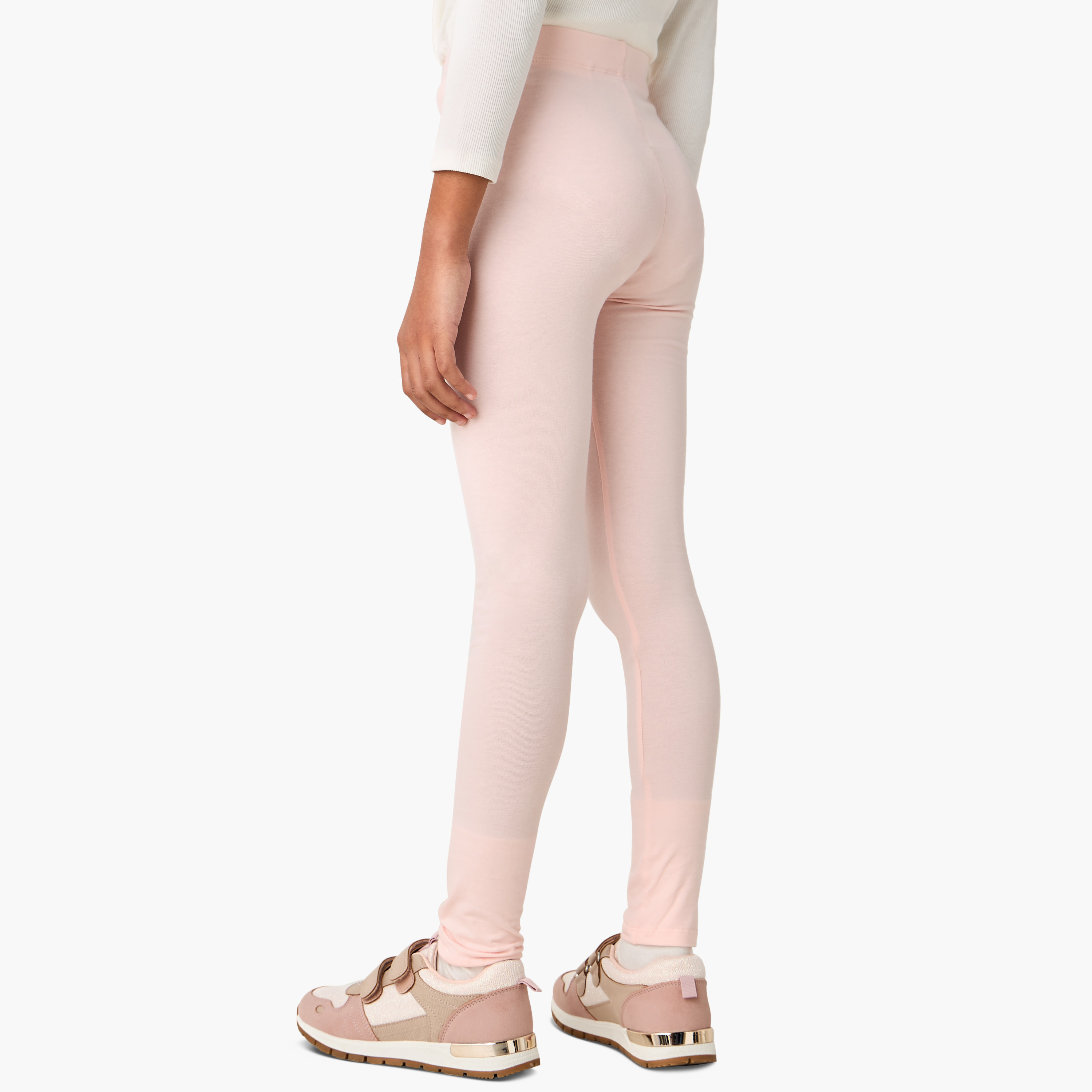 Juniors Solid Leggings with Elasticated Waistband-girls-clothing-bottoms-leggings-image-3