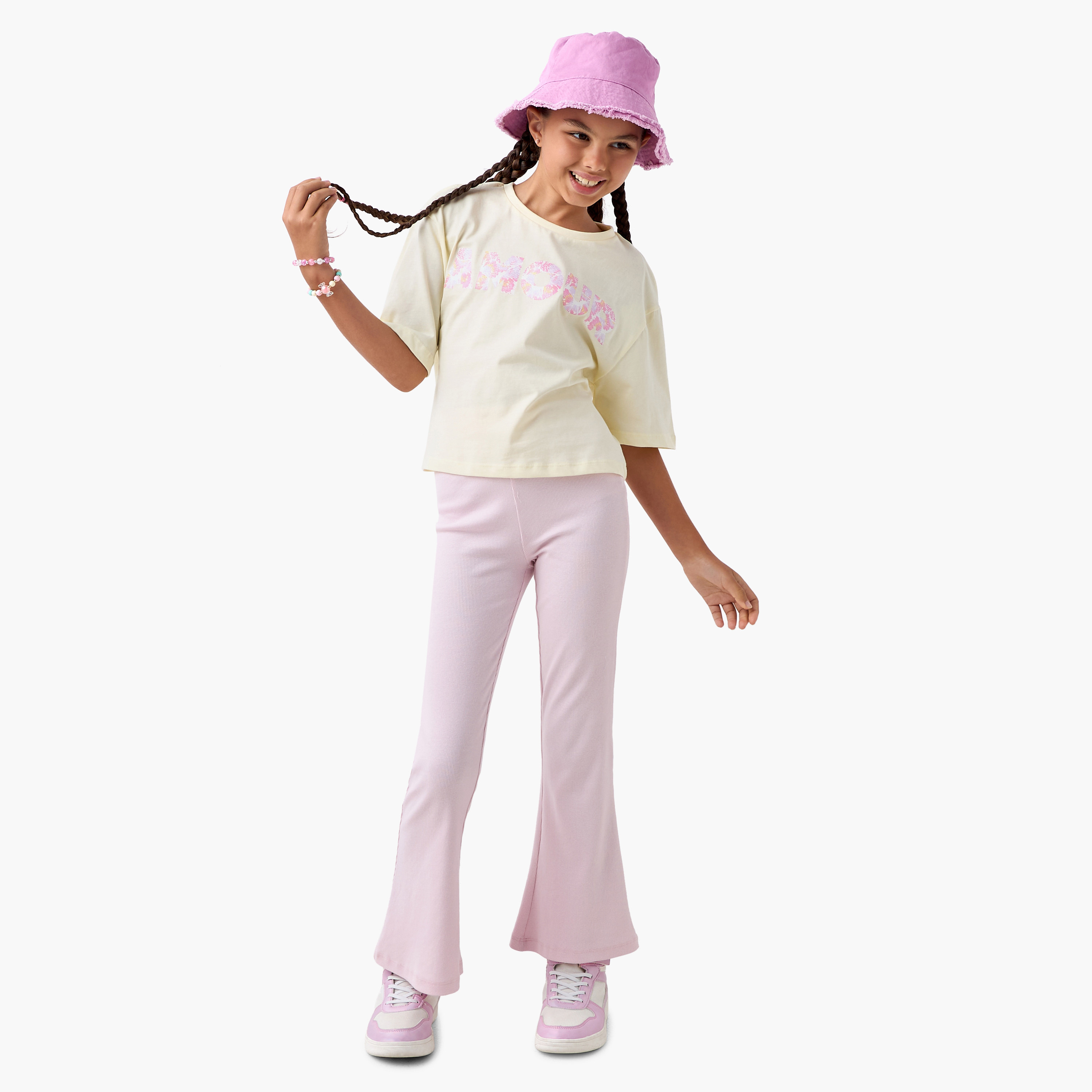 Juniors Ribbed Flared Leggings-girls-clothing-bottoms-leggings-image-2