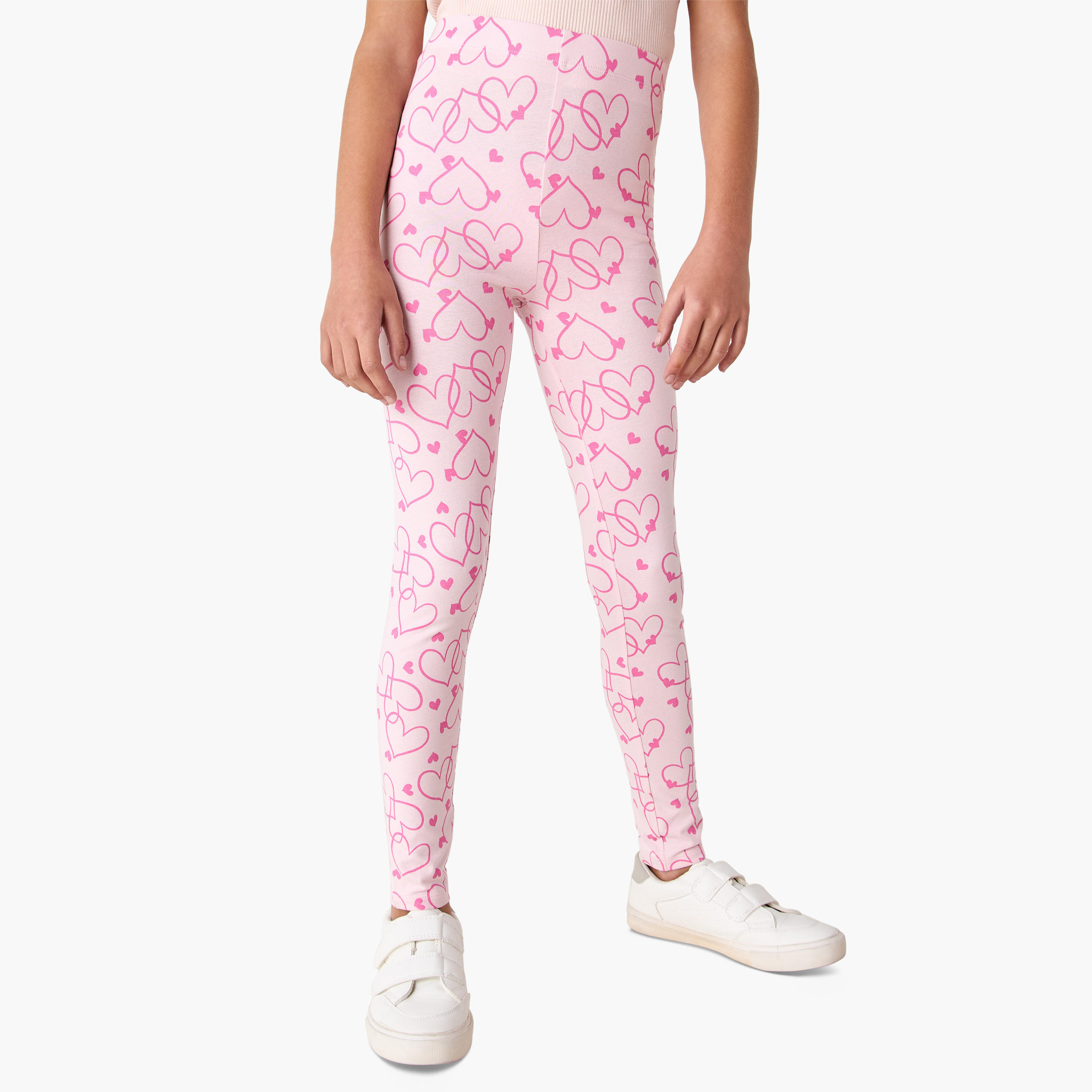 بنطلون ليقنز بطبعات قلب من جونيورز-girls-clothing-bottoms-leggings-image-4