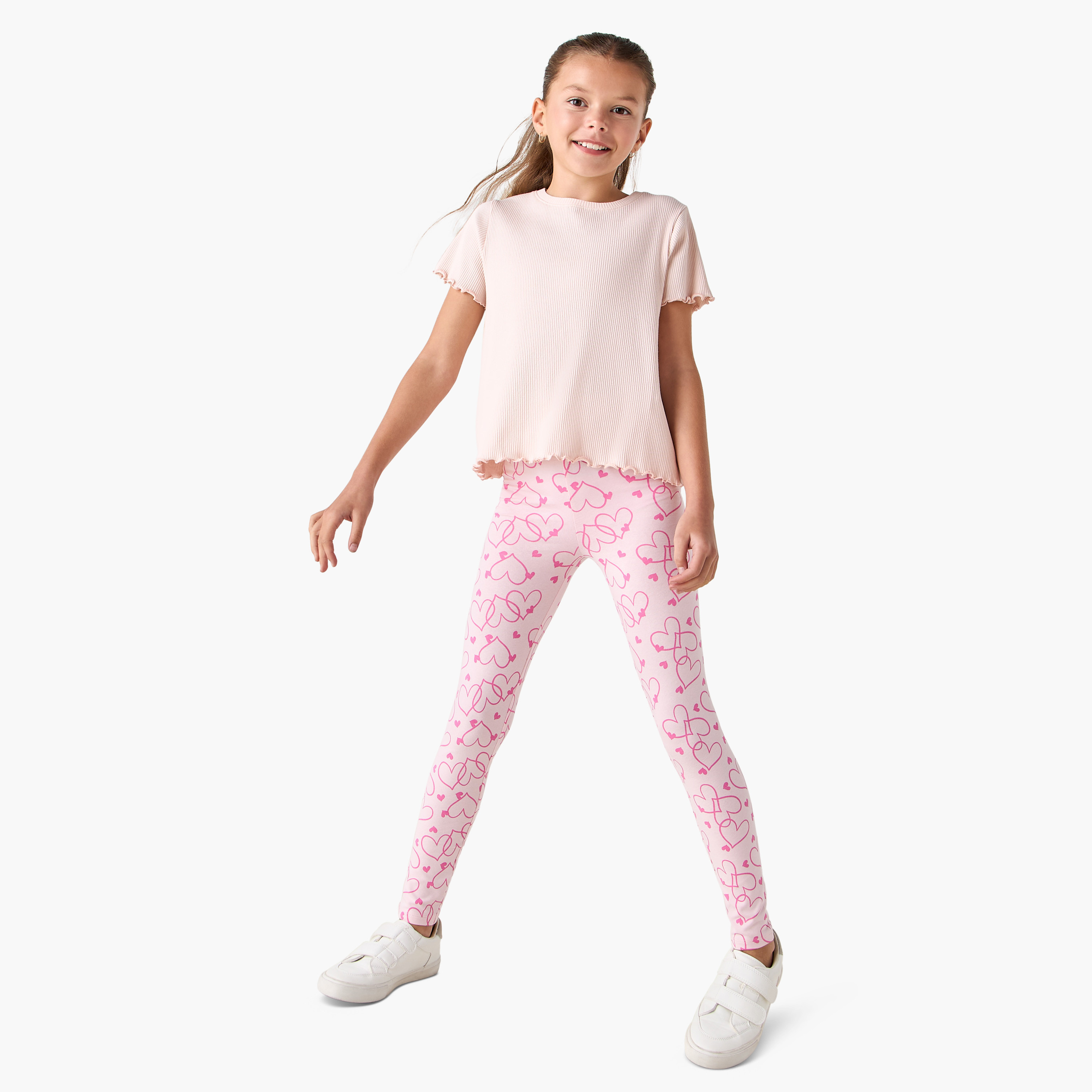 بنطلون ليقنز بطبعات قلب من جونيورز-girls-clothing-bottoms-leggings-image-3