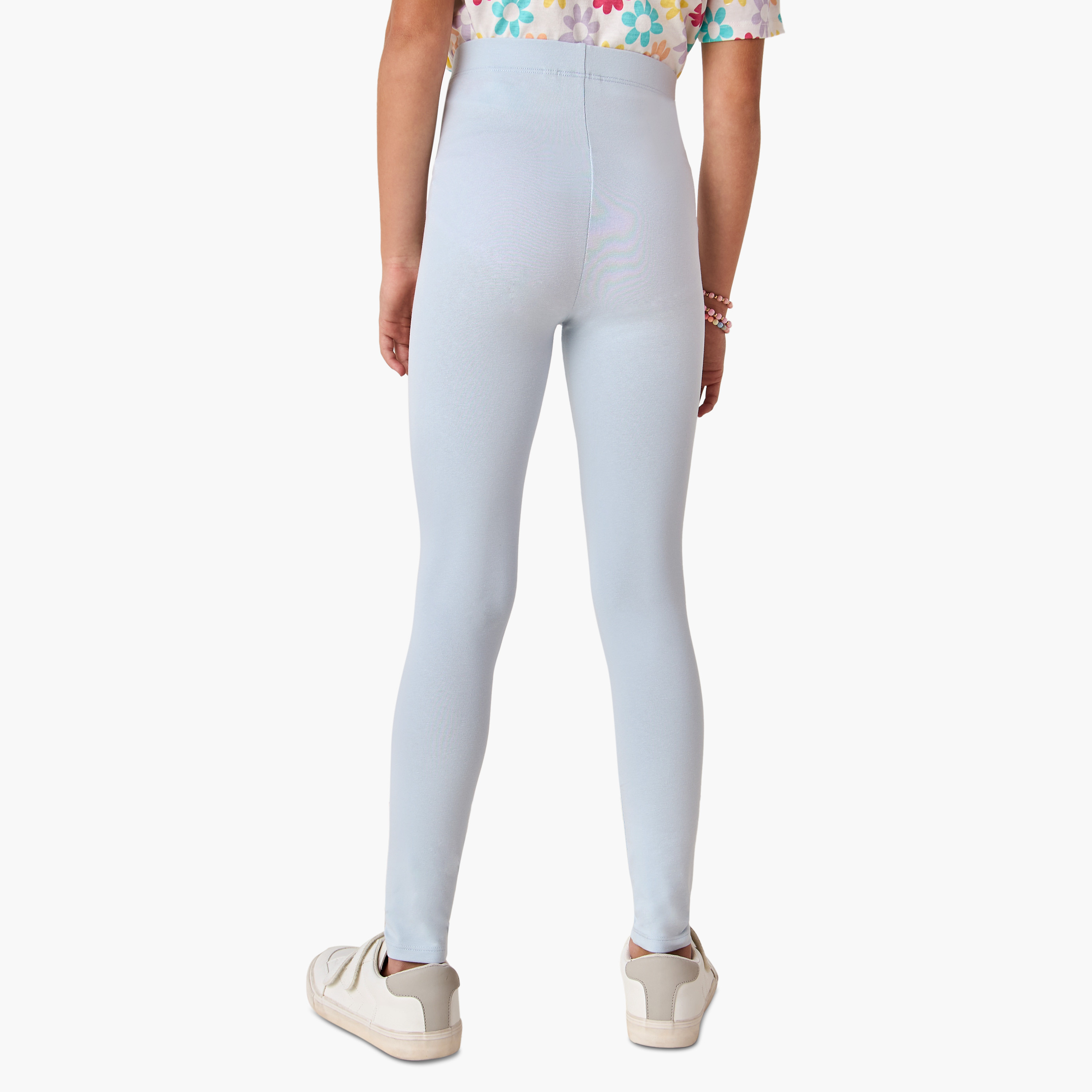 Juniors Printed Leggings with Elasticated Waistband-girls-clothing-bottoms-leggings-image-3